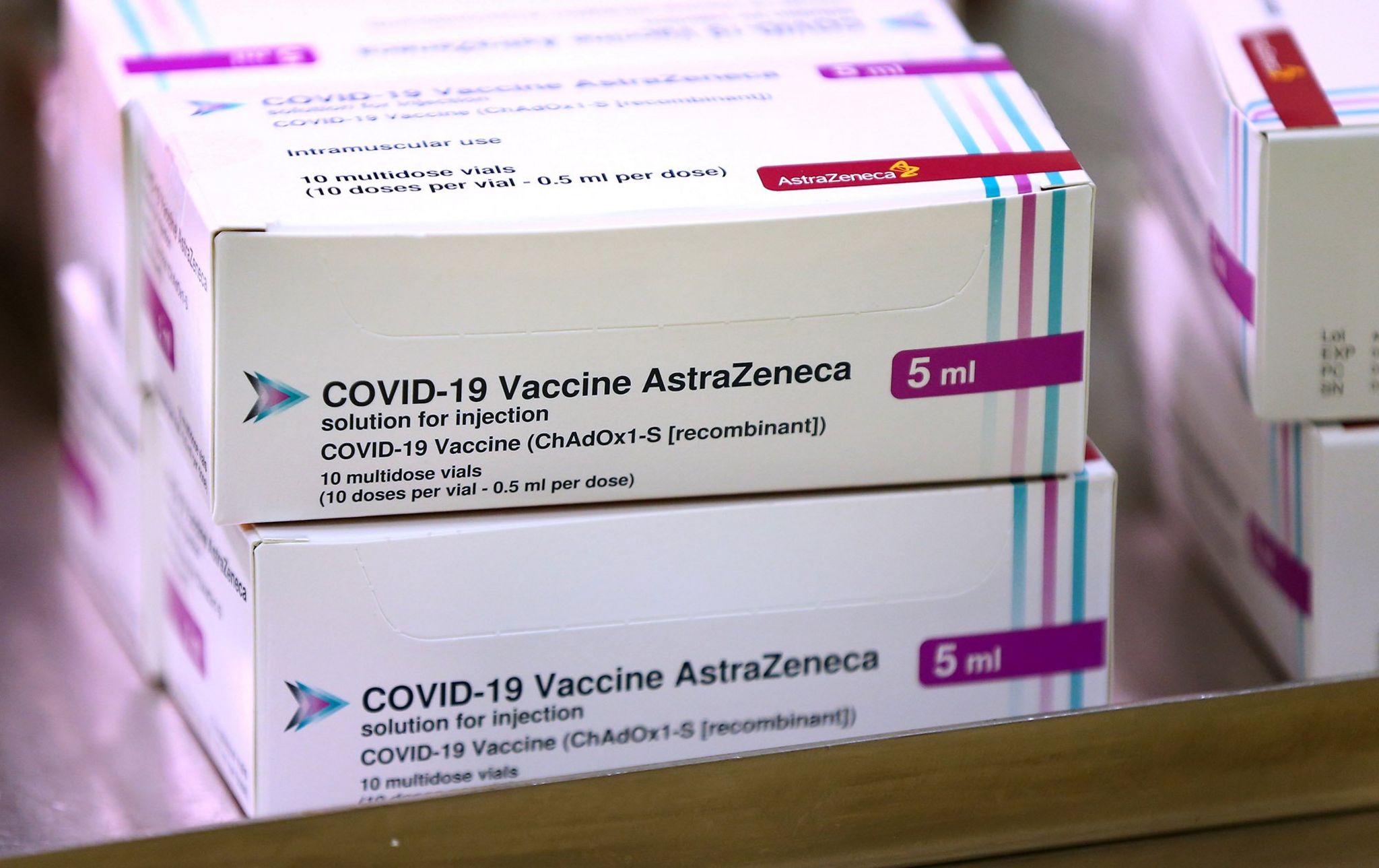 Boxes of AstraZeneca vaccine