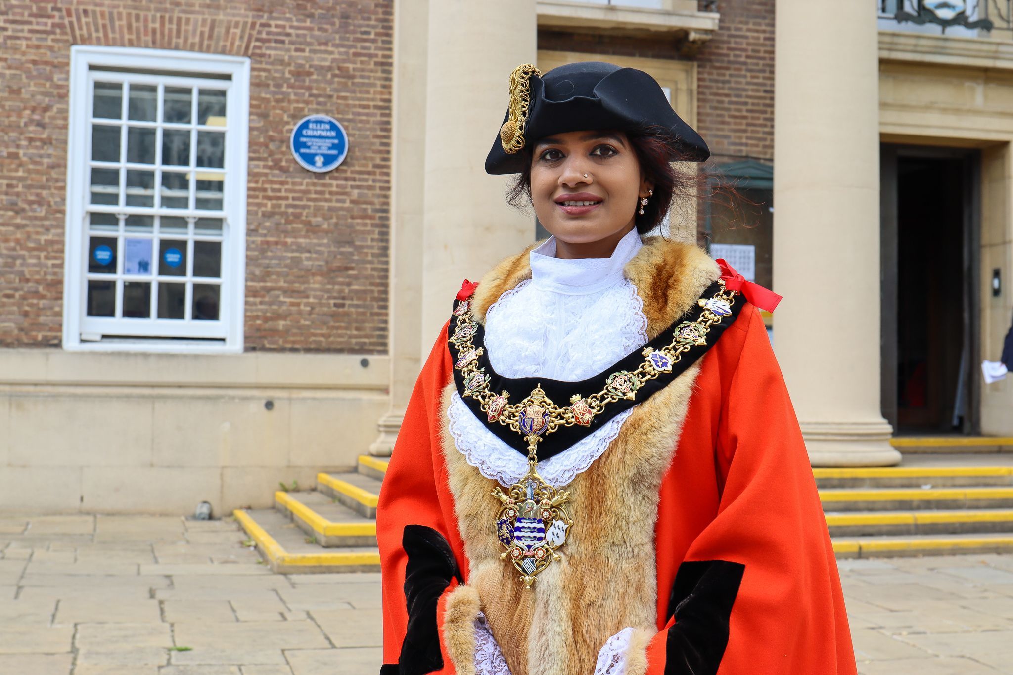 Henna Chowdhury wearing the robes as mayor in 2022
