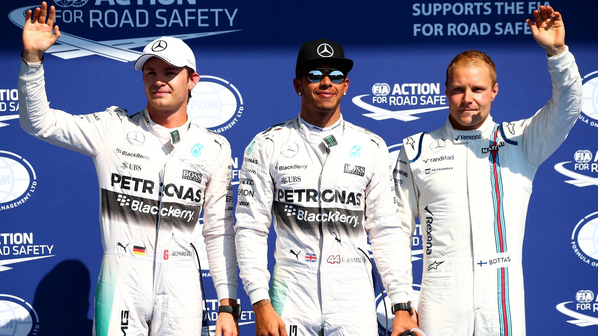 Rosberg, Hamilton and Bottas