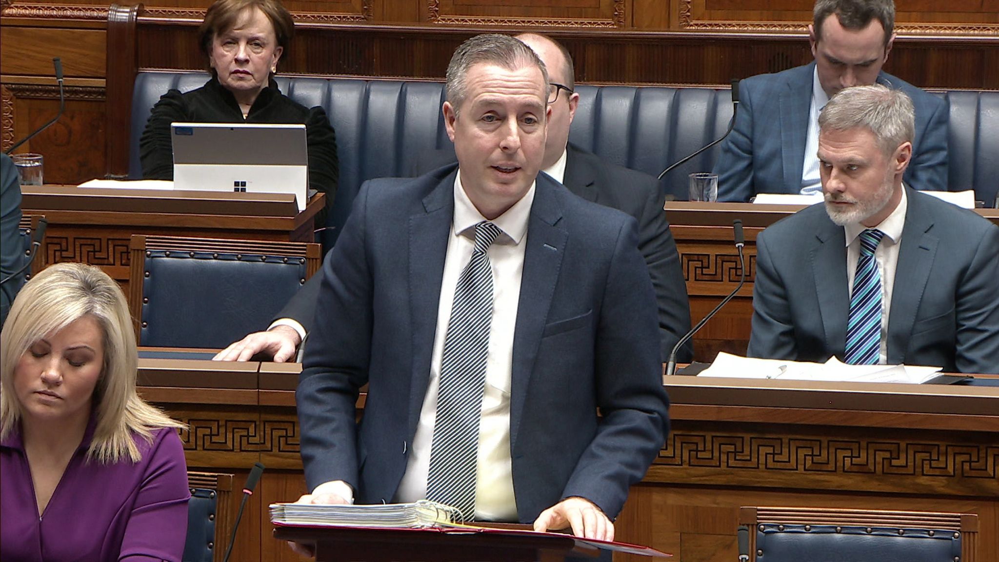 Education minister Paul Givan speaking in the Stormont assembly