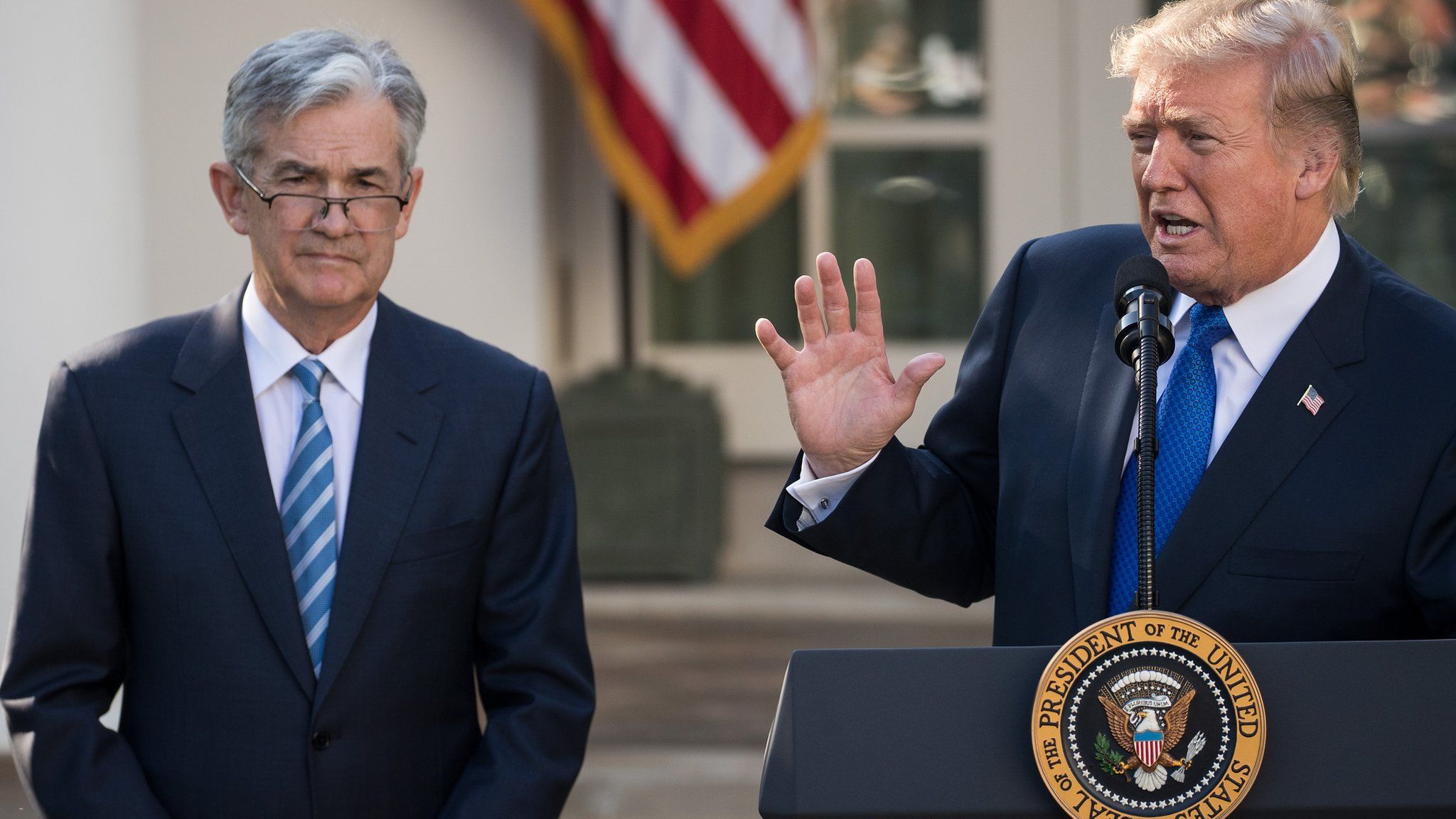 Jerome Powell and Donald Trump
