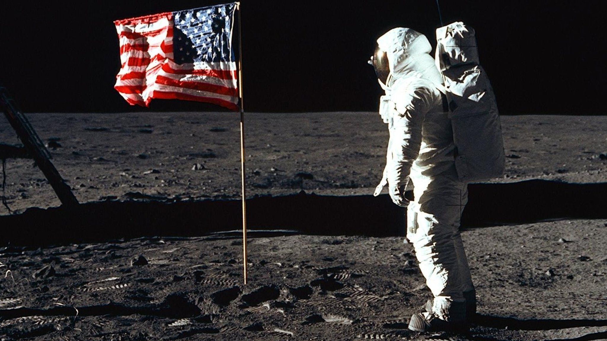 US flag on moon