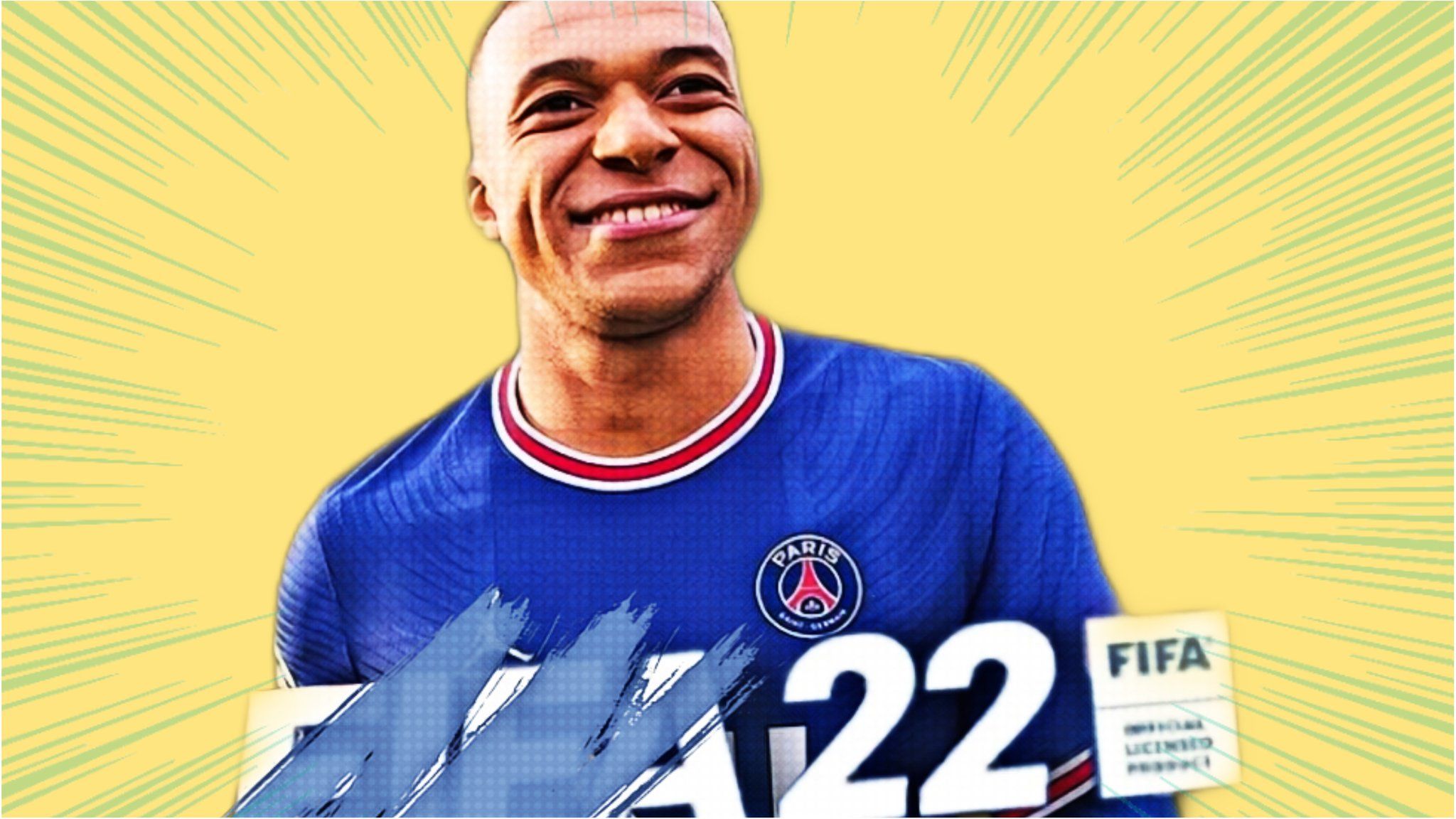 Mbappe as seen on fifa cover in pop art style.