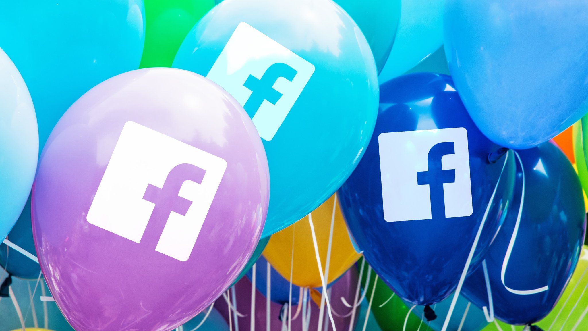 Facebook logo on balloons