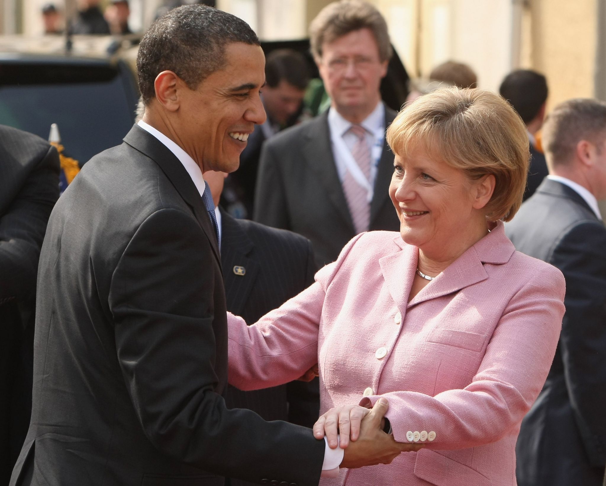 Obama and Merkel, Baden Baden 2009