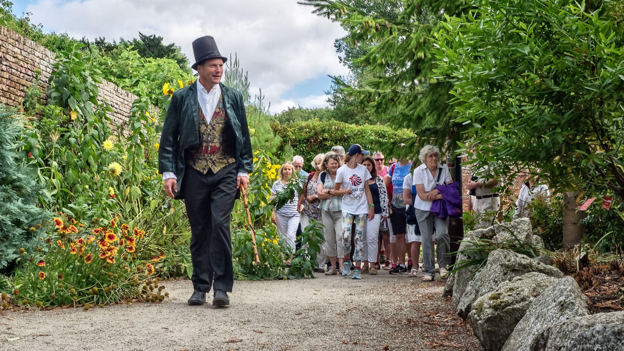 Tom Hart Dyke dressed as a 19th Century botanist for his Plant Hunters Weekend in 2023