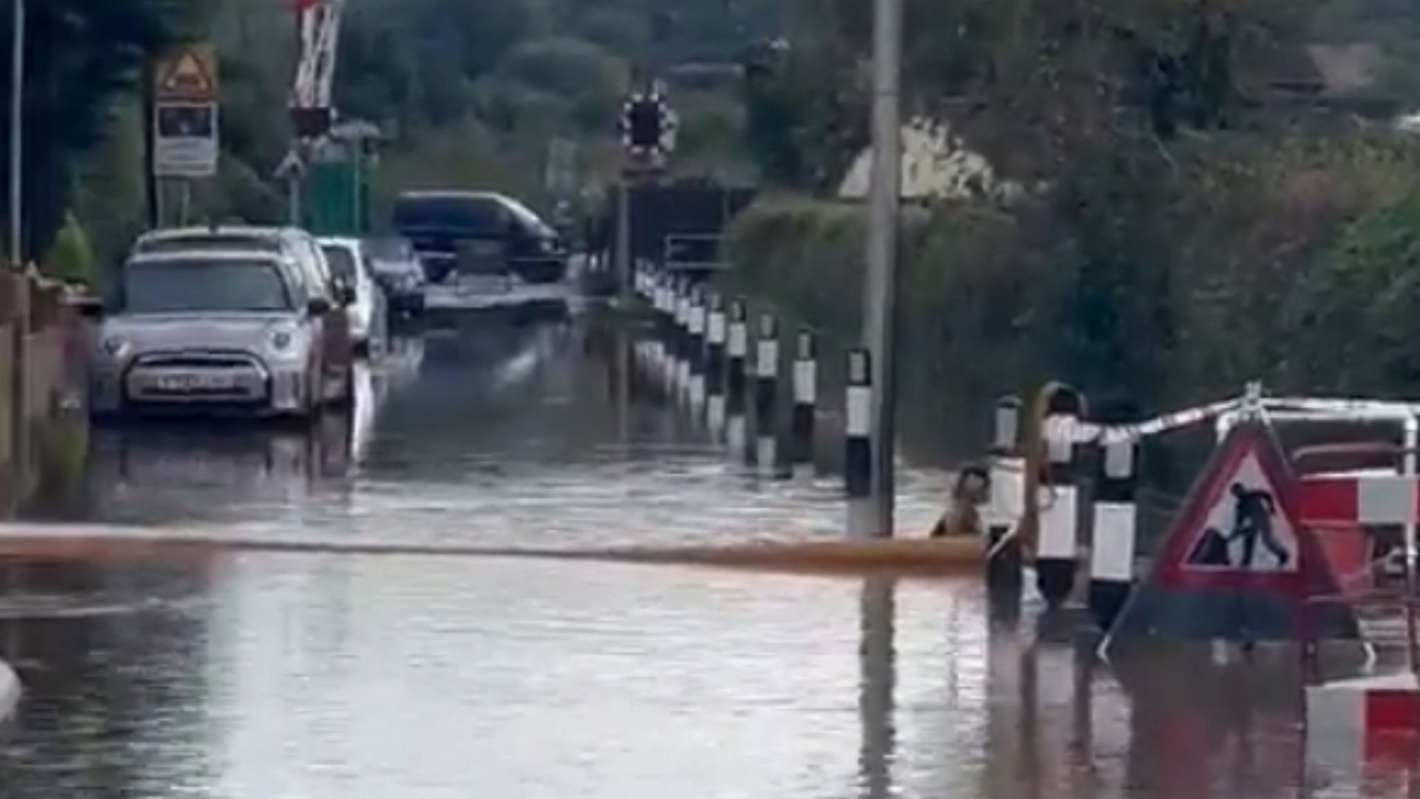 Flood waters in Retford seen in a video from Nottinghamshire Fire and Rescue