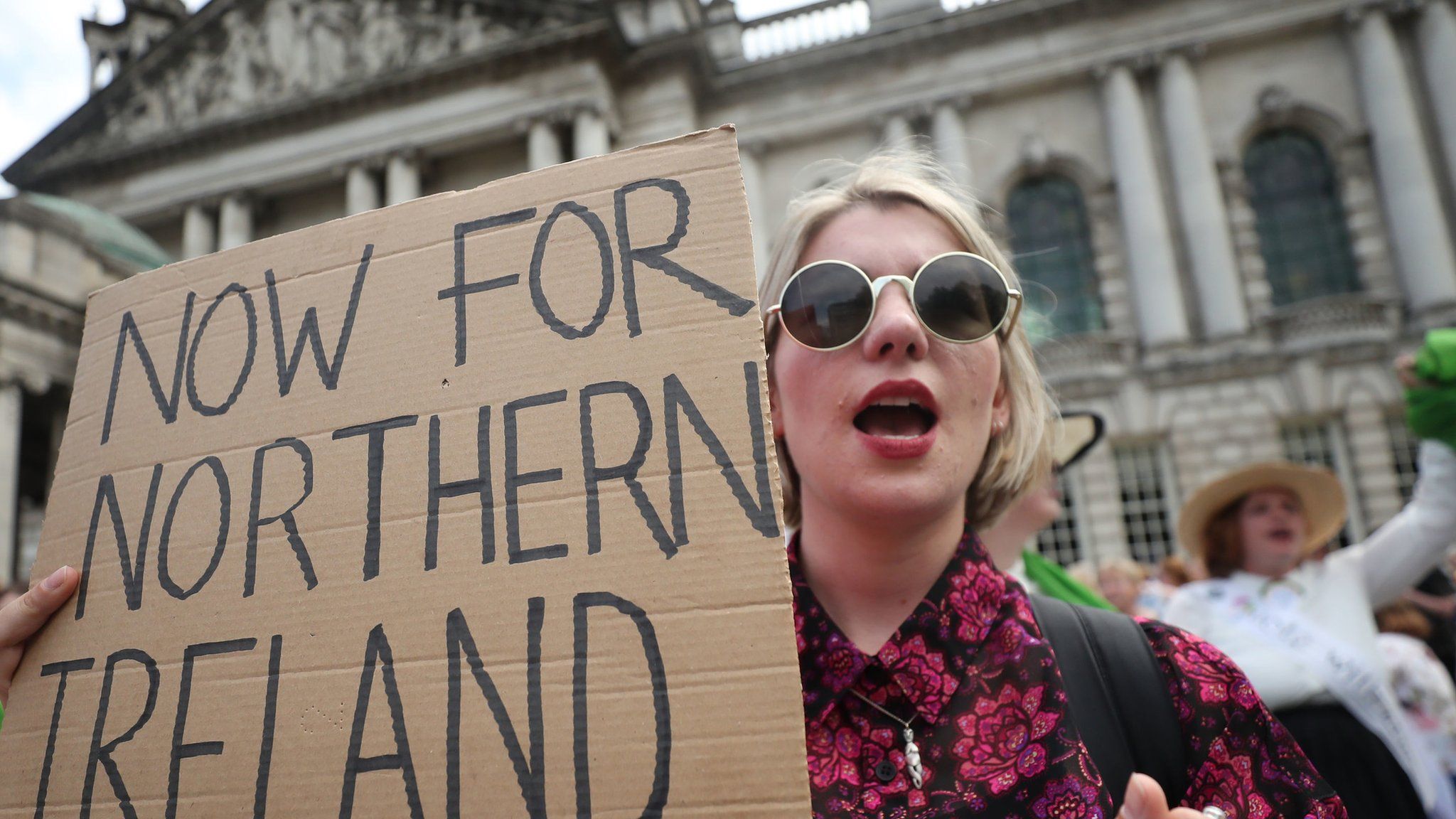 A woman calling for abortion reform in Northern Ireland