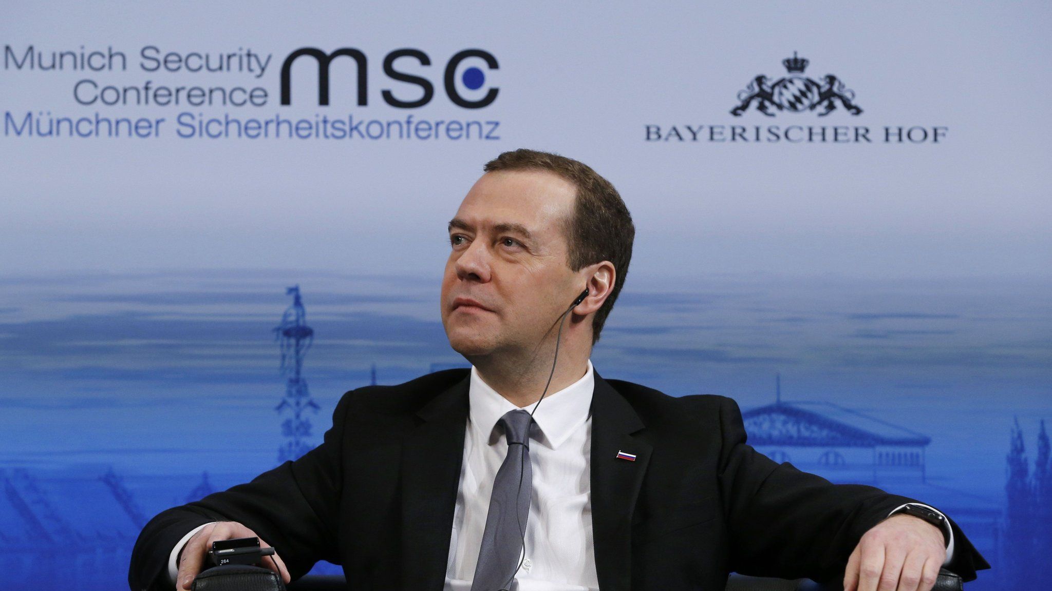 Russian Prime Minister Dmitry Medvedev attends the 52nd Security Conference in Munich, southern Germany, on 13 February 2016.