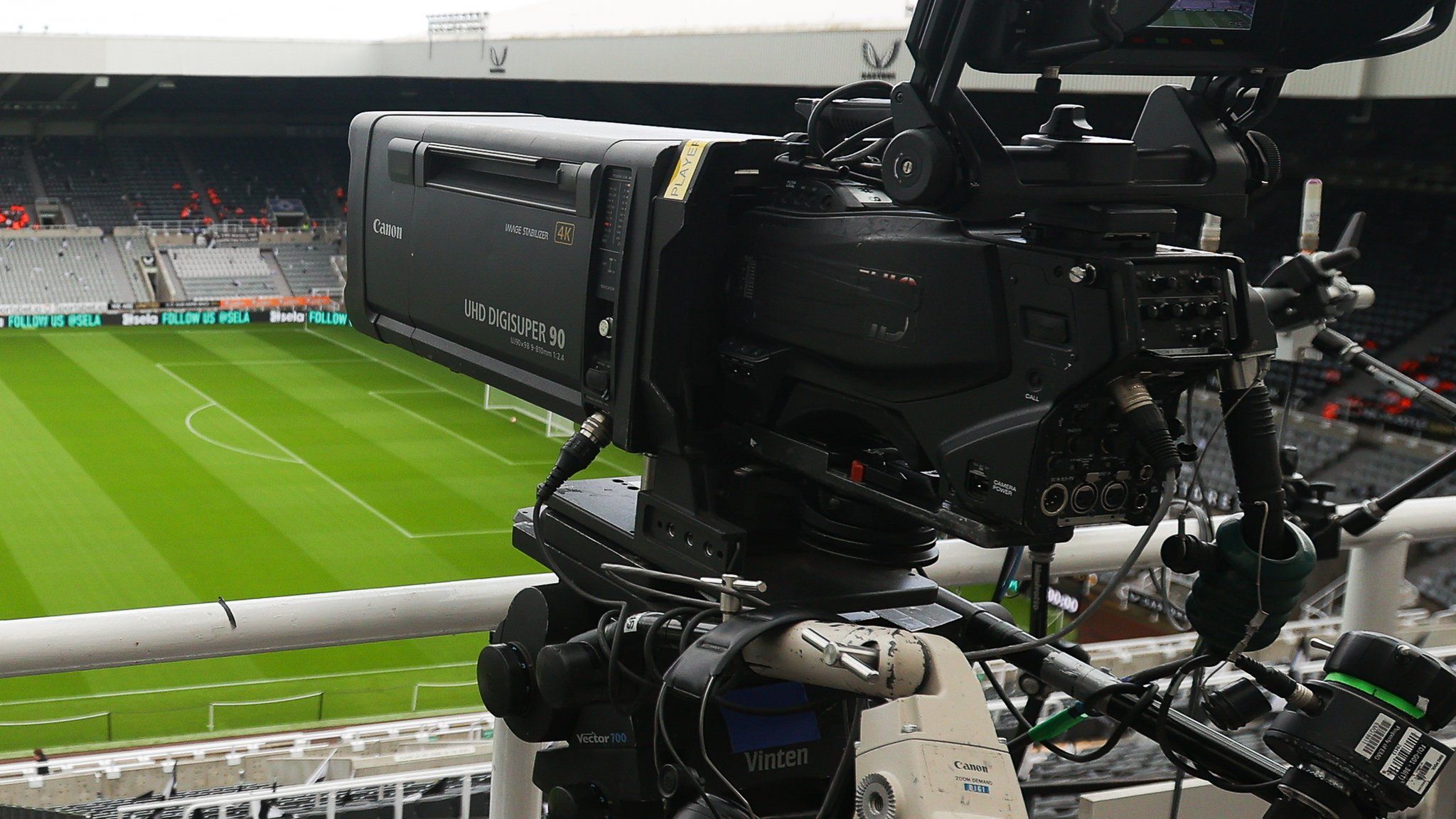 A TV camera at Newcastle's St James' Park