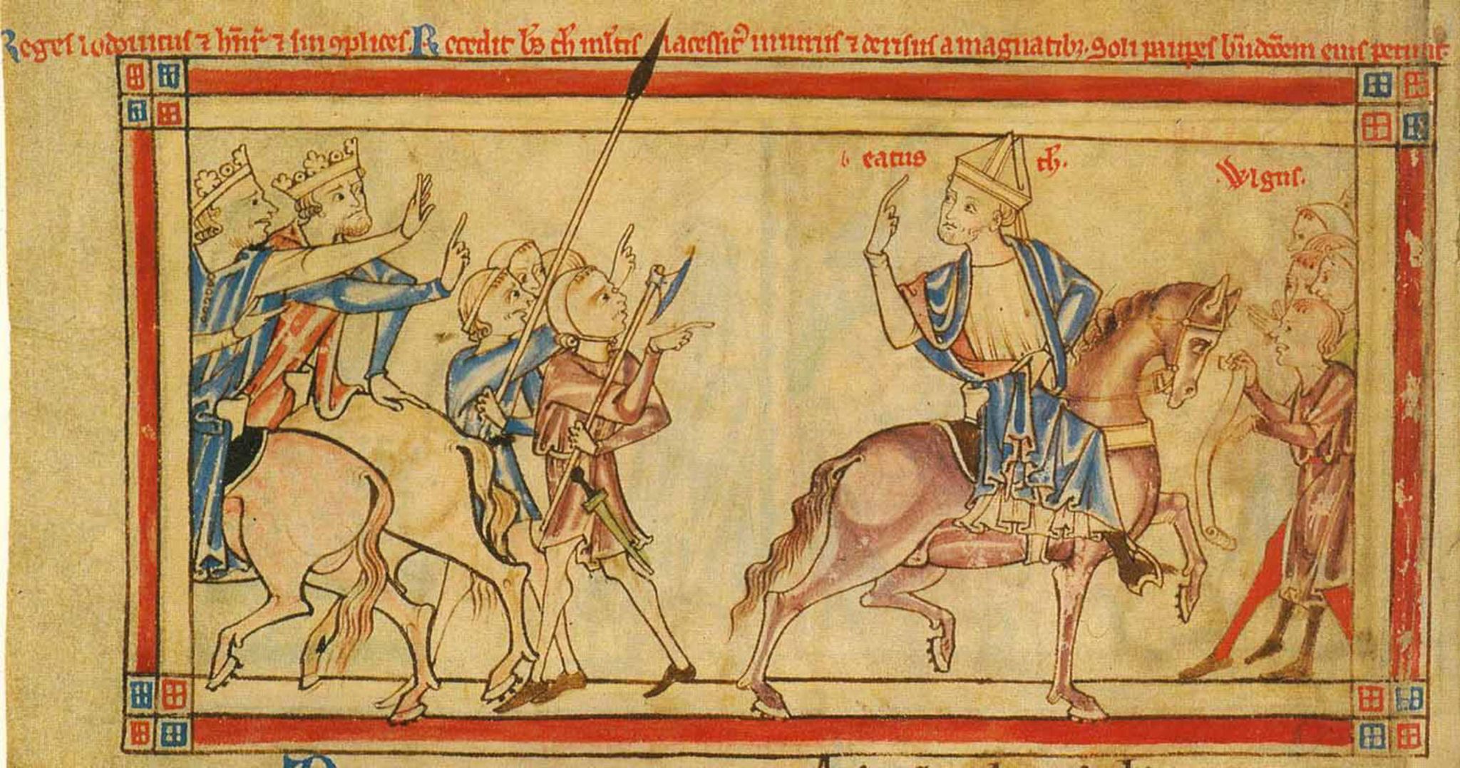 Becket leaving Henry II and Louis VII, in the Becket Leaves