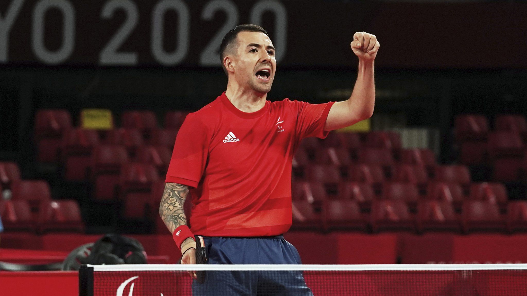 Will Bayley celebrates a point at the Tokyo Paralympics