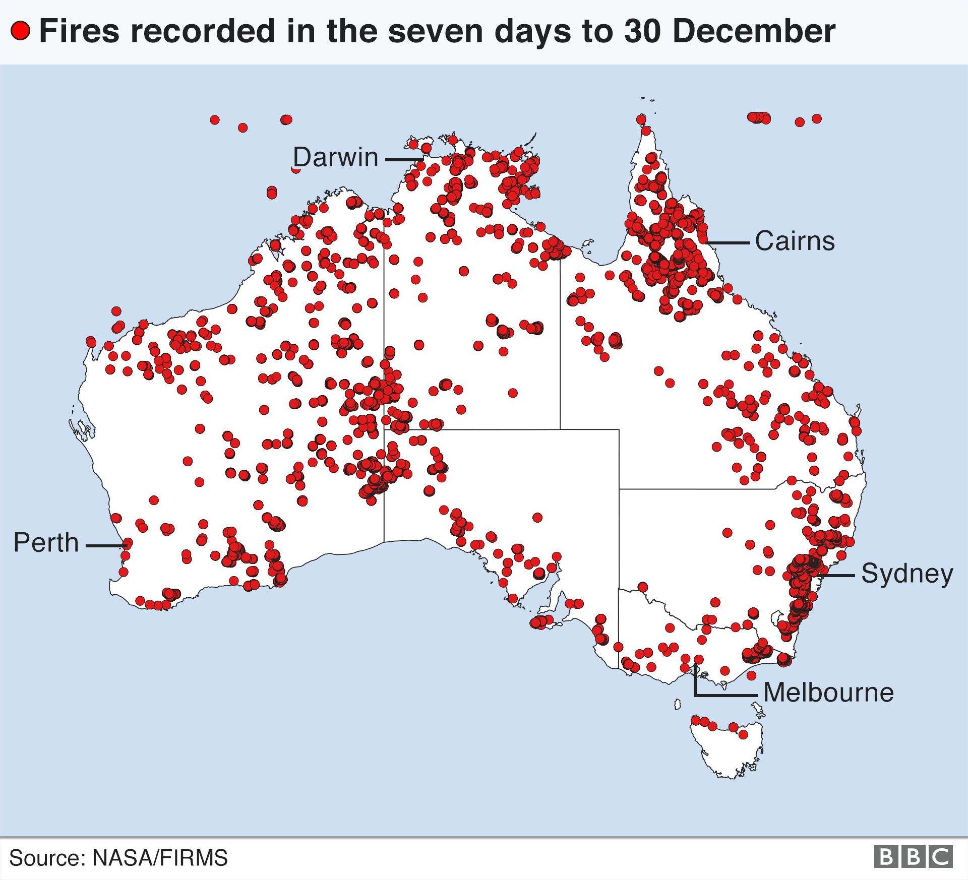 Map of Australia fires