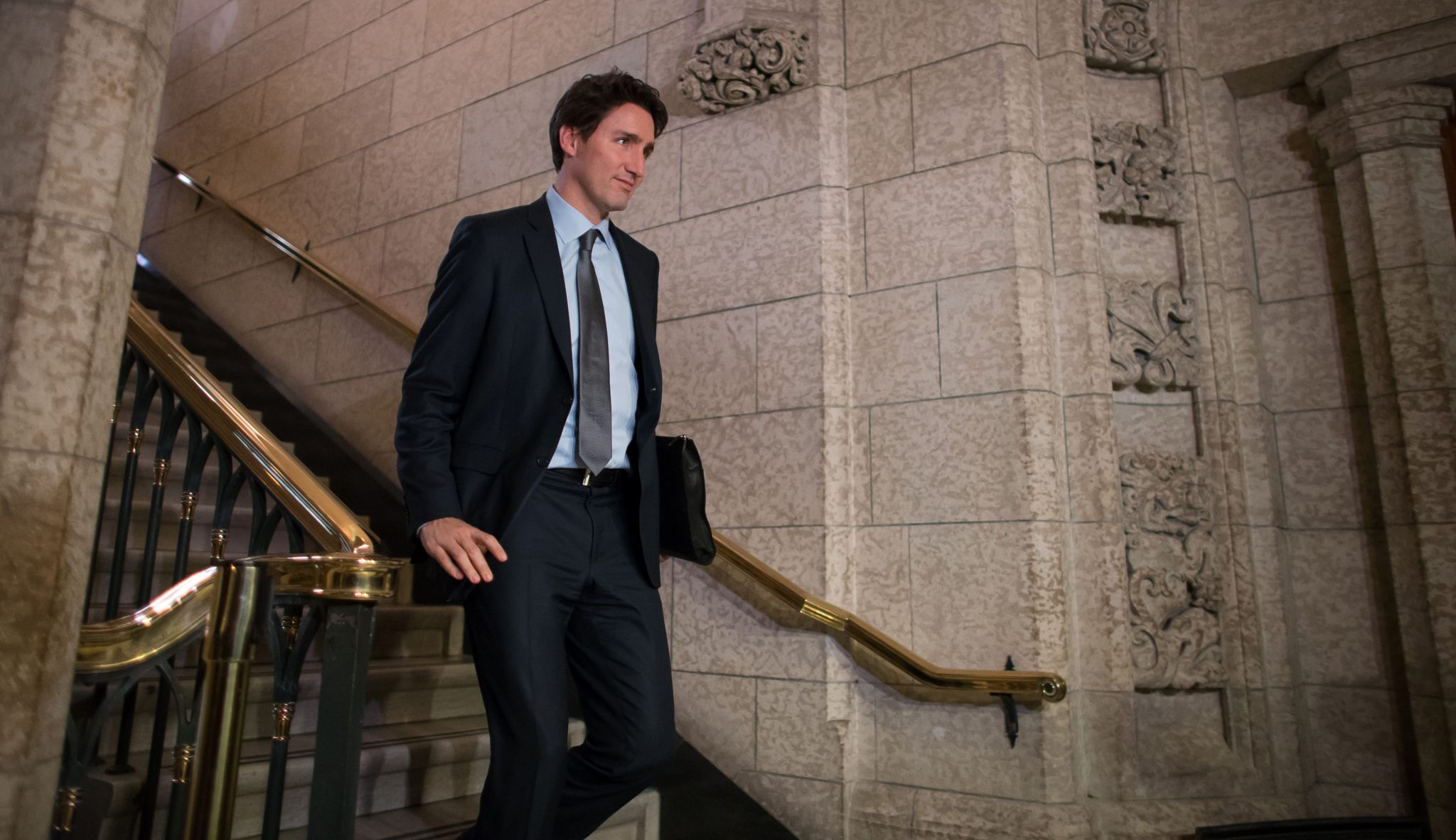 Canadian Prime Minister Justin Trudeau walks to the House of Commons