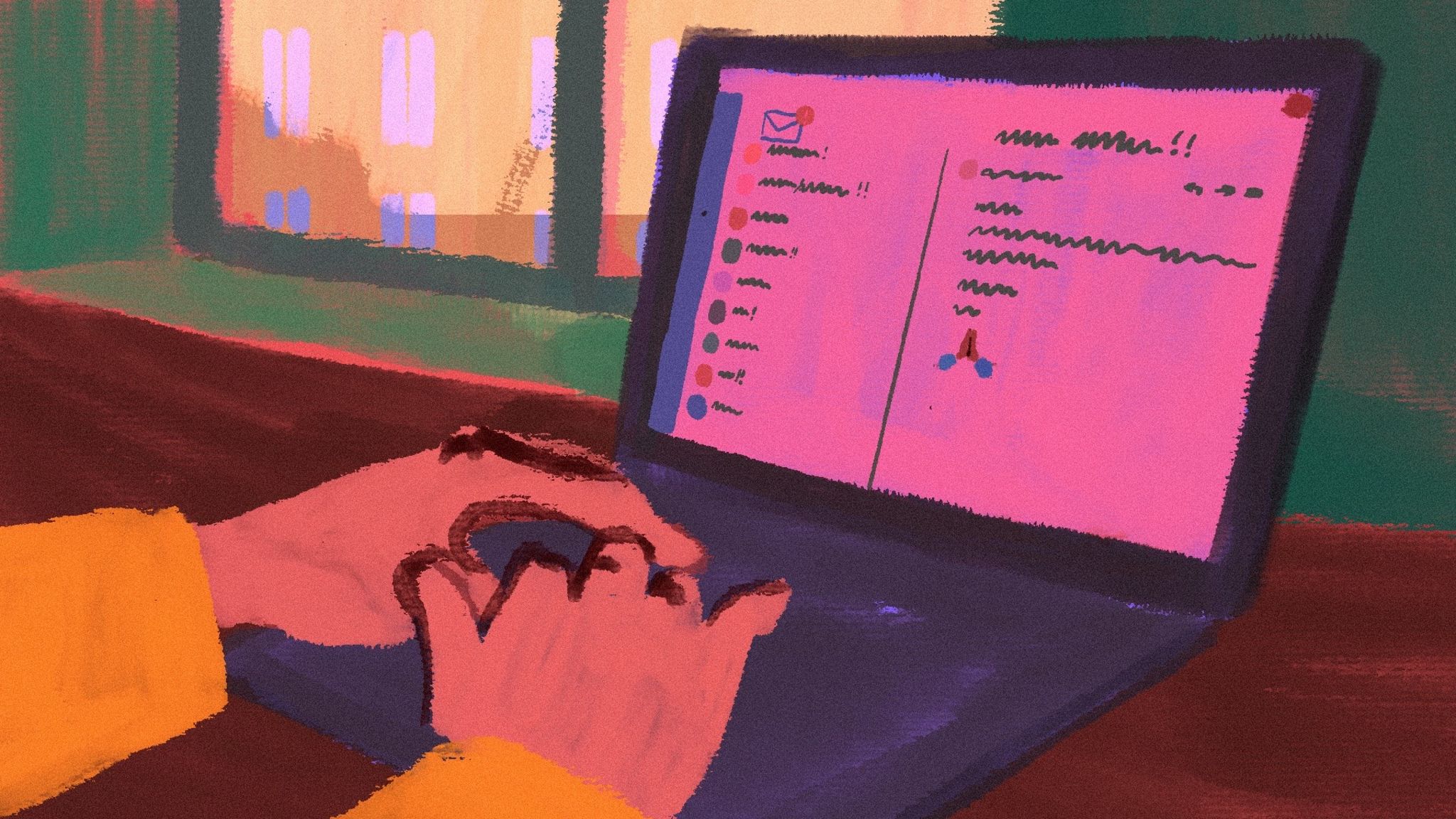 Hands on a laptop