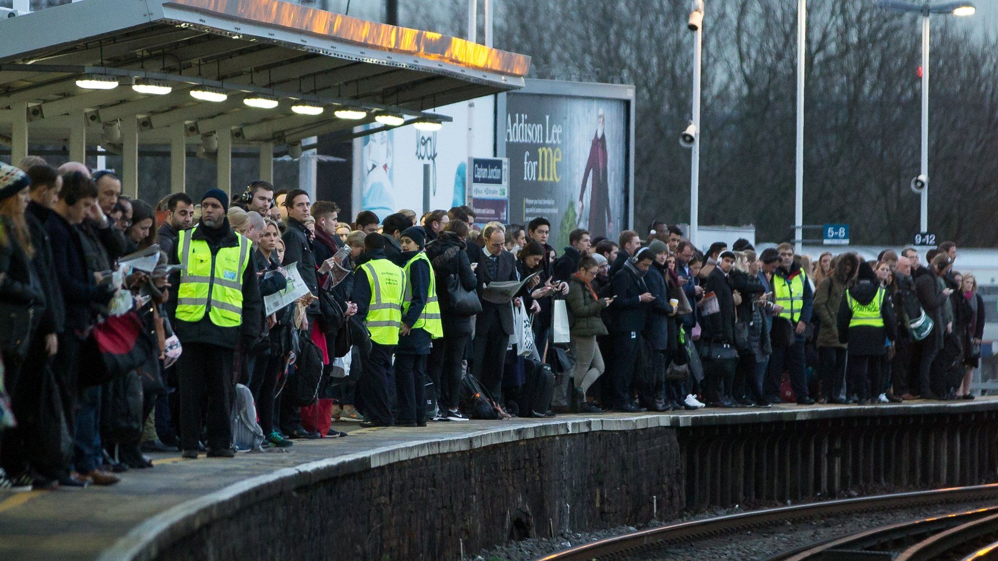 Passengers waiting for a train during a strike