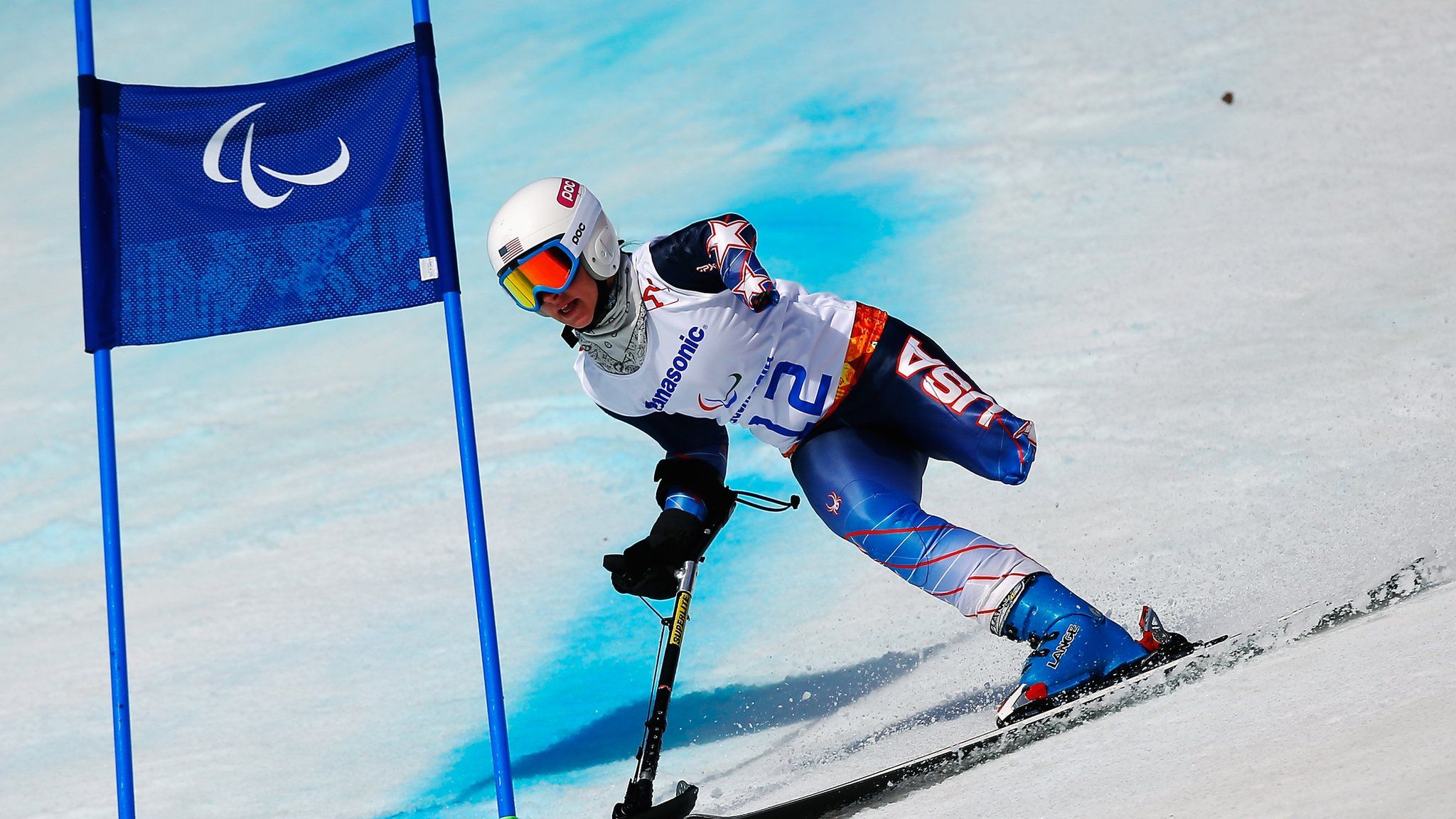 American skier Stephanie Jallen competes in the standing category