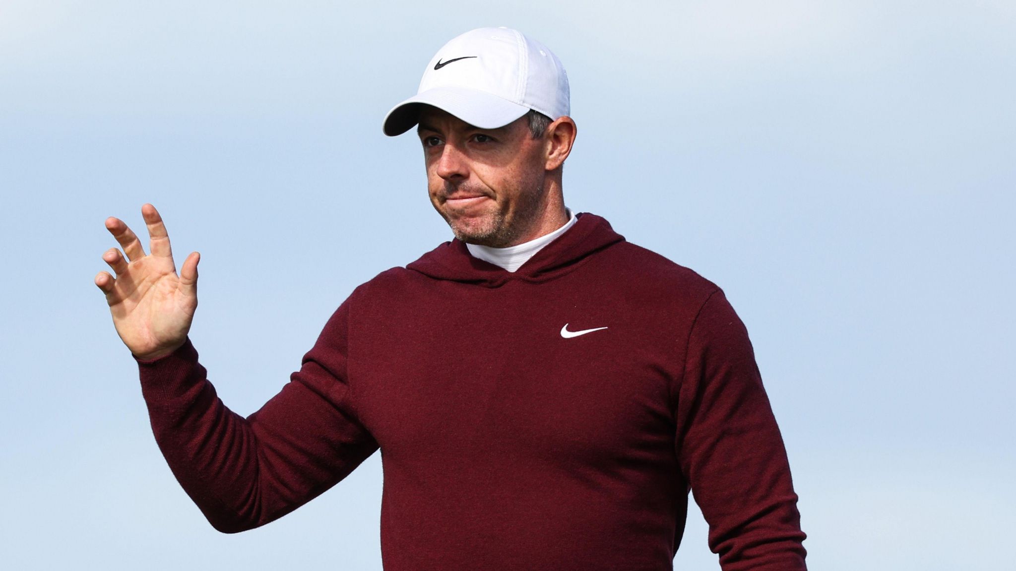 McIlroy waves to nan crowd astatine Royal County Down