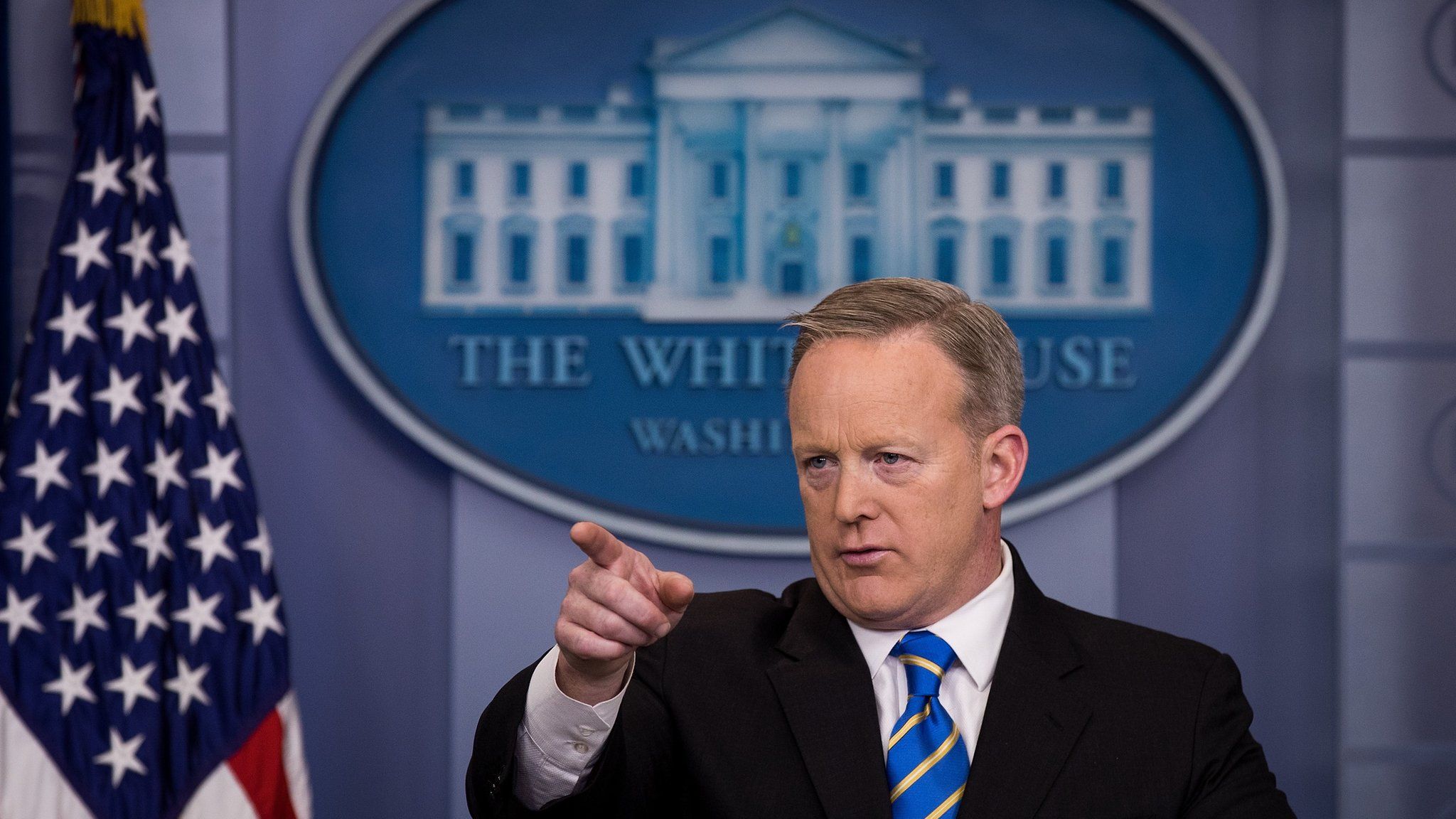 Sean Spicer taking questions at the White House