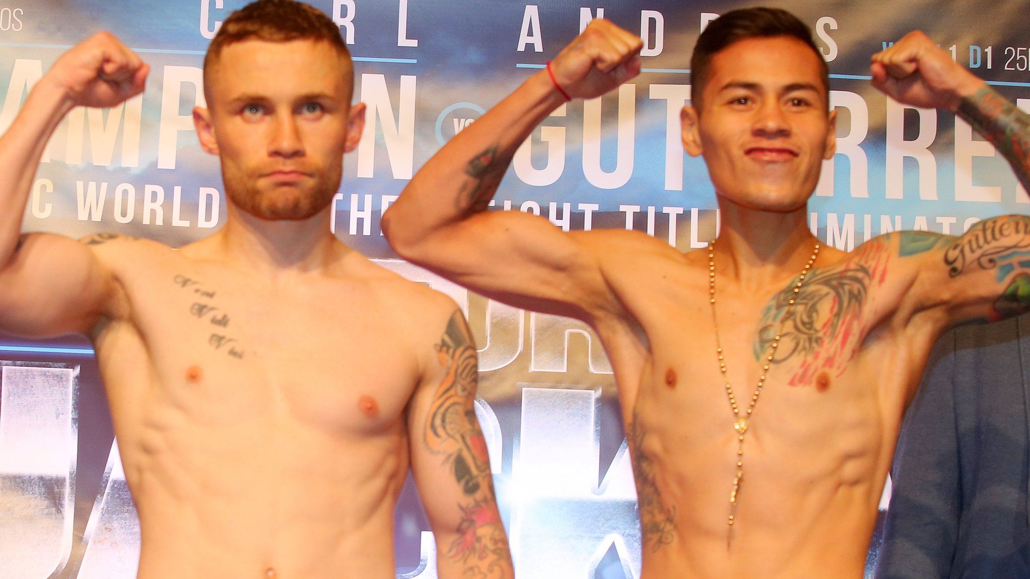 Carl Frampton and Andre Gutierrez at Friday's weigh-in