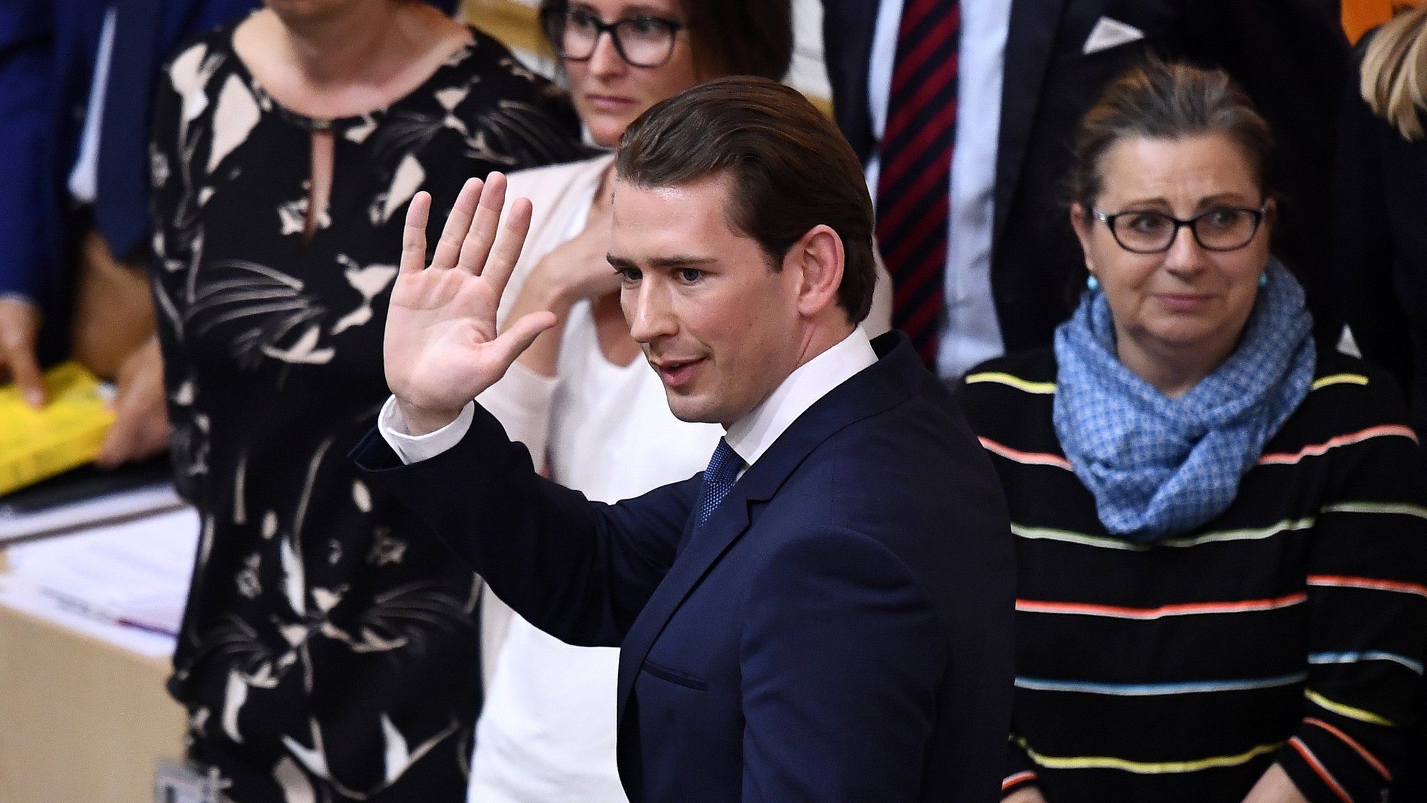 Sebastian Kurz leaves Austria's parliament after losing a no confidence vote