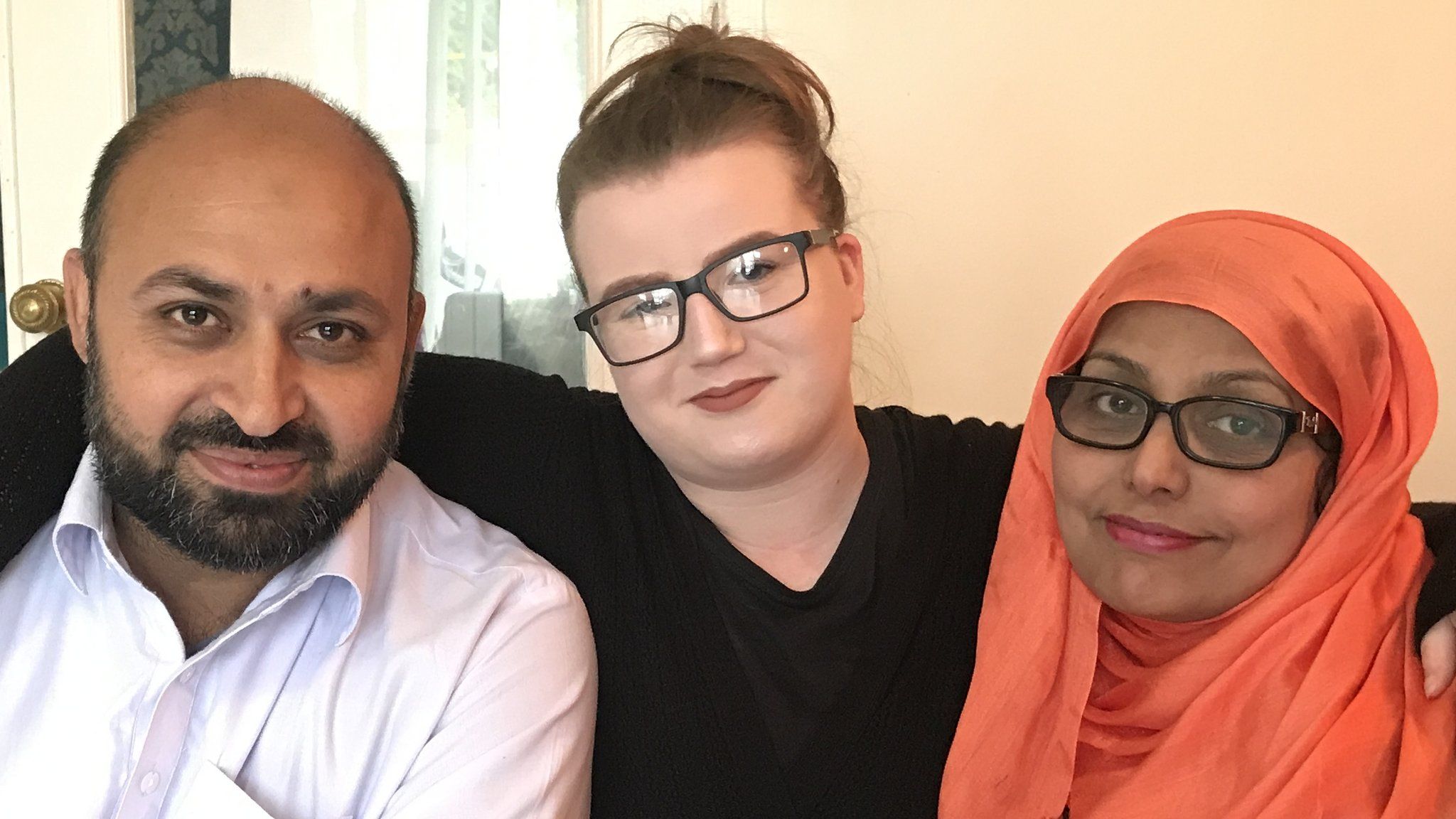 Rebecca and her foster parents Muhammad and Shanaz Arshad