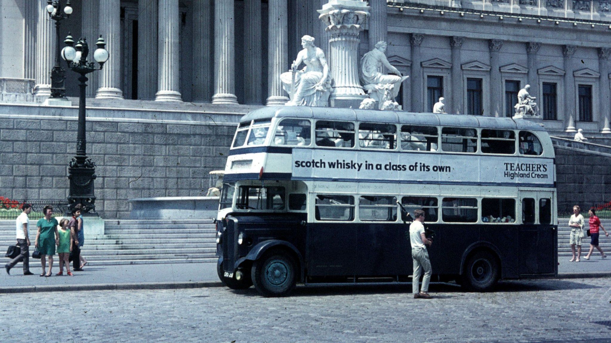 The bus in Vienna by the parliament building on the Dr Karl Renner Ring