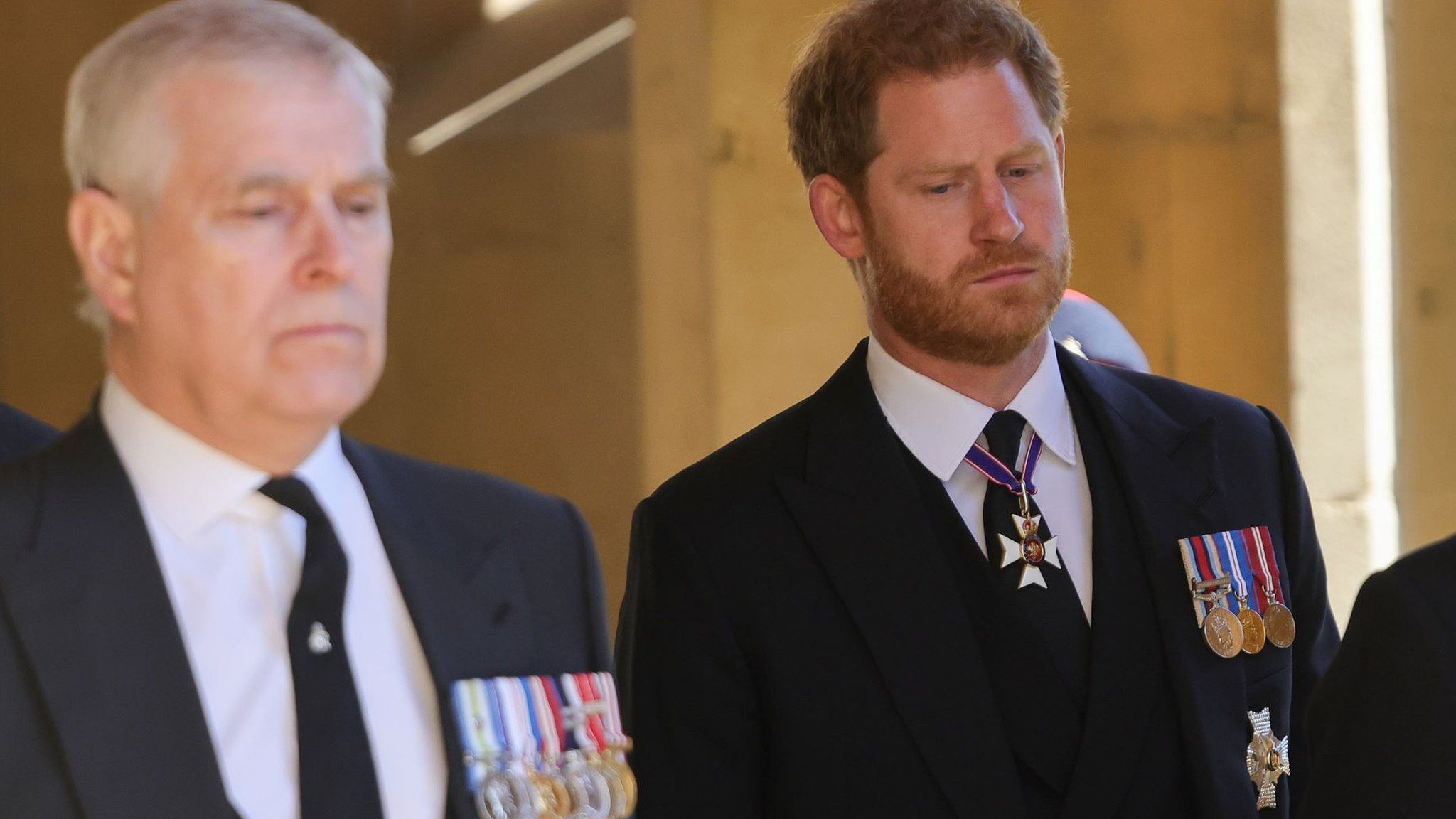 The Duke of York and the Duke of Sussex at the funeral of Prince Philip