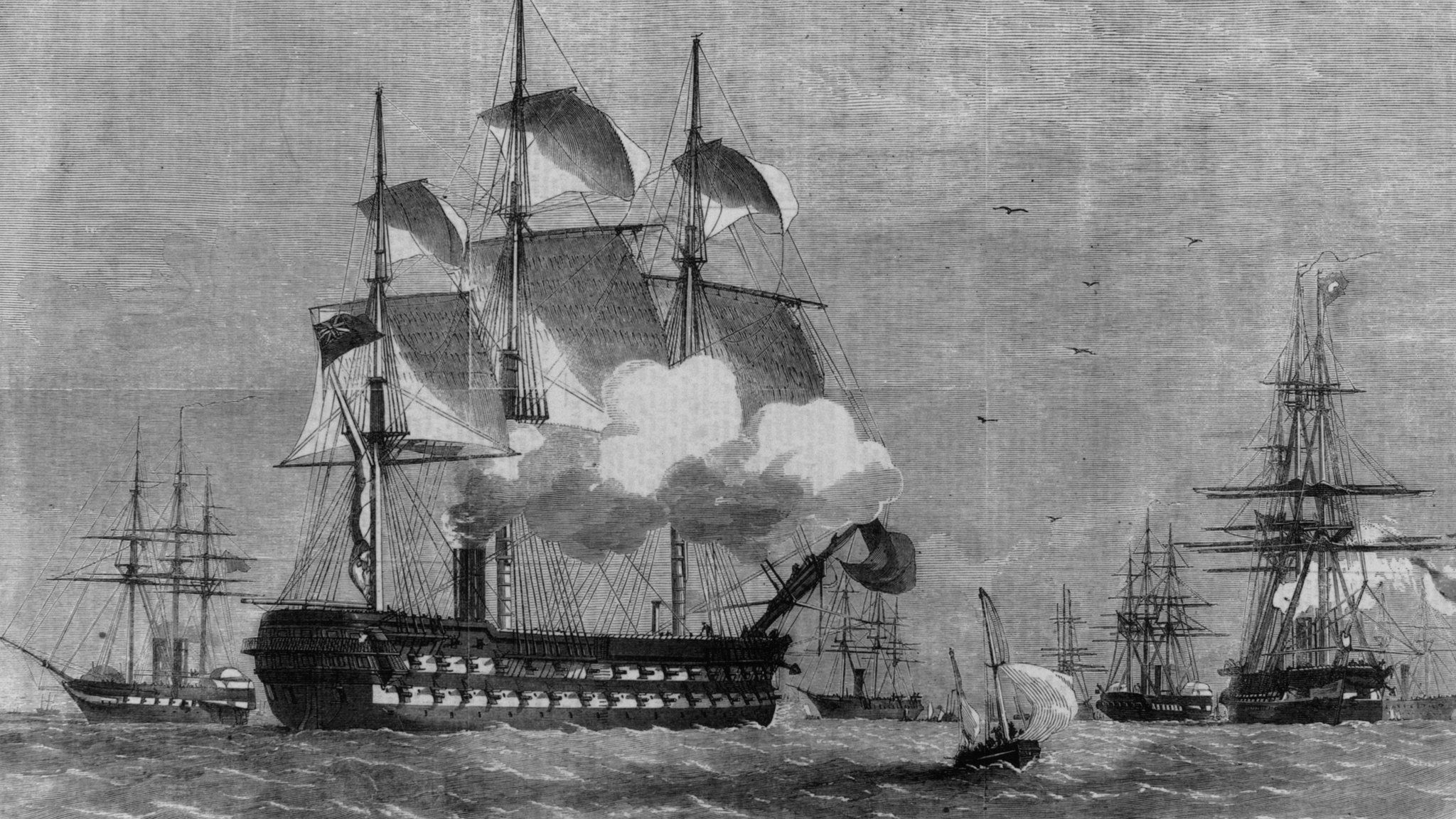 A British navy ship during the 2nd Opium War