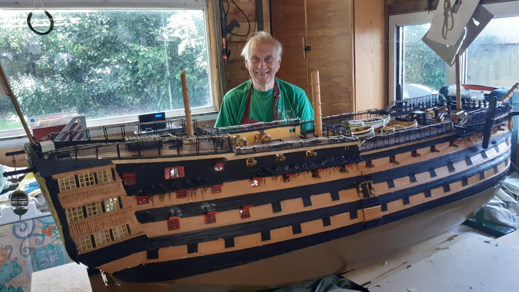 Michael Byard with his HMS Victory model