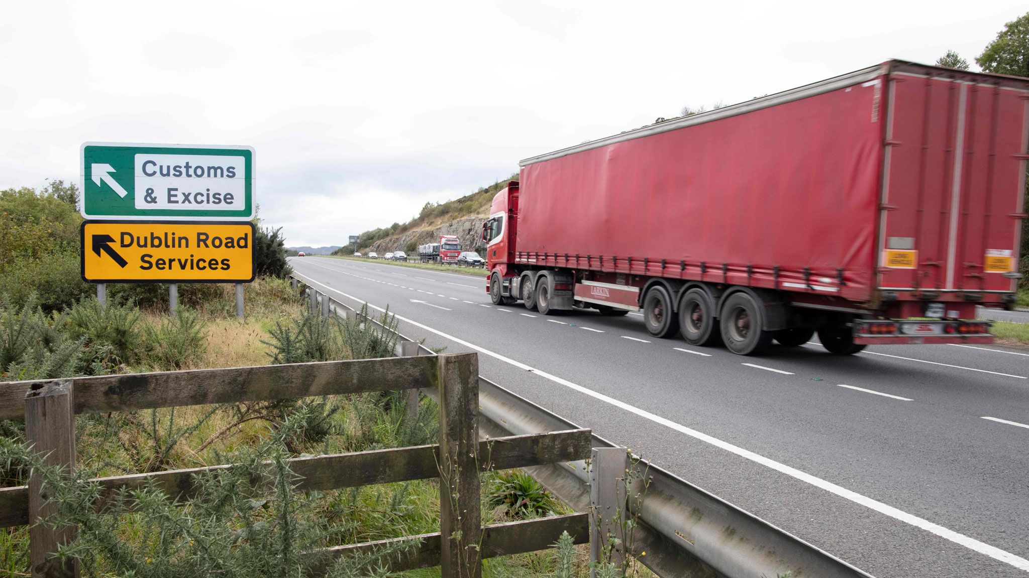Lorry approaching border between Ireland and Northern Ireland