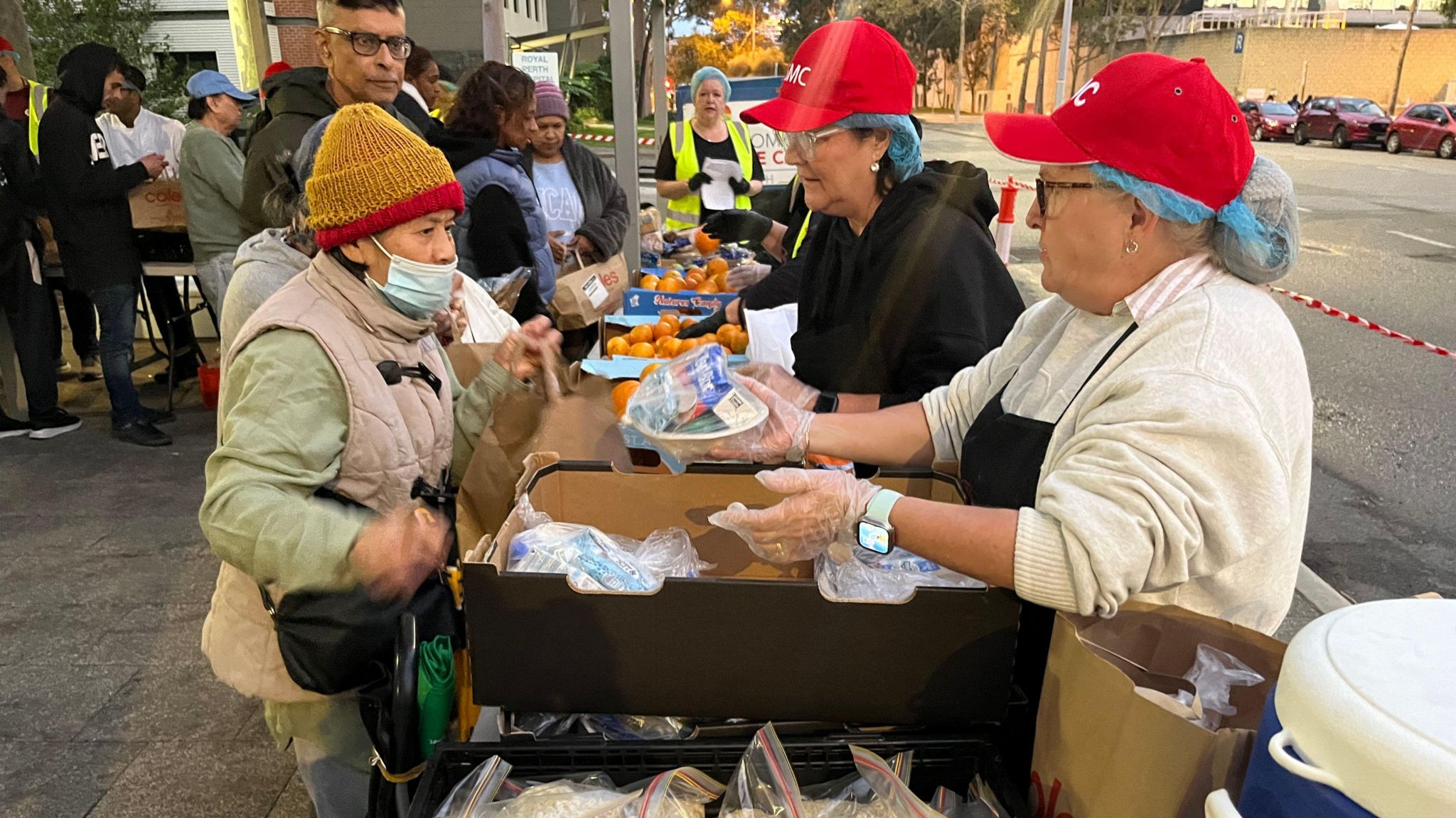 Every night volunteers in Perth distribute food and clothes to the homeless