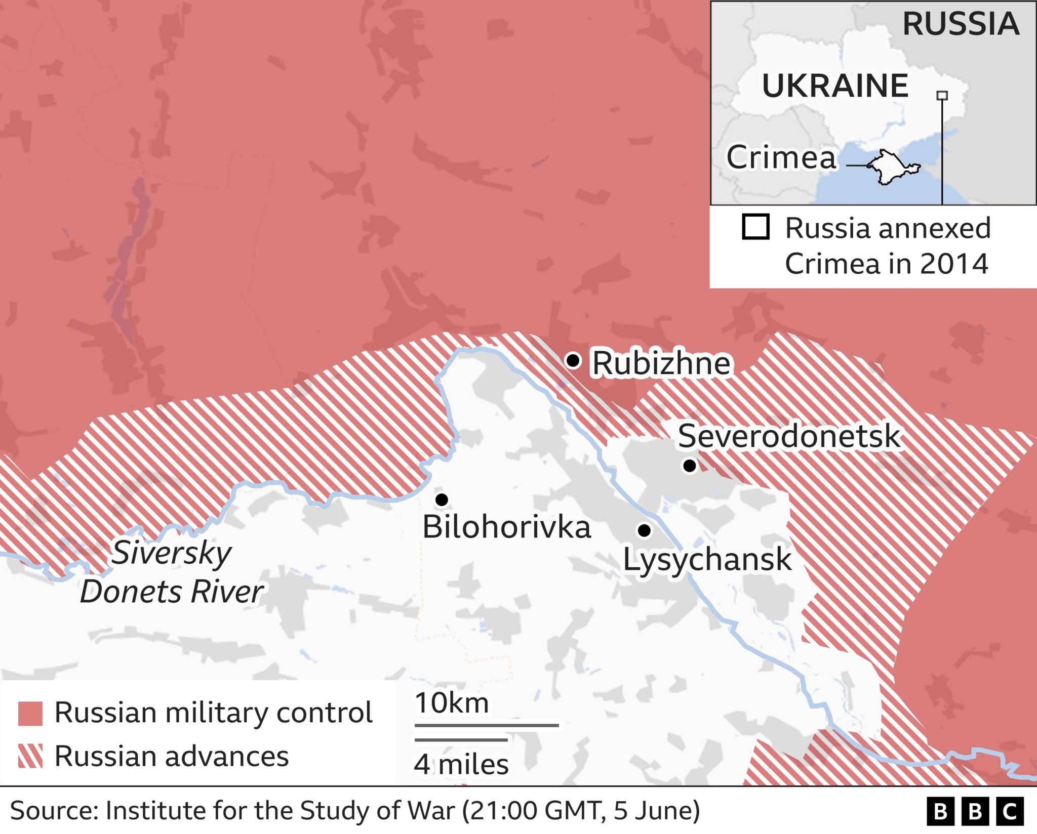 Image shows map around Severodonetsk