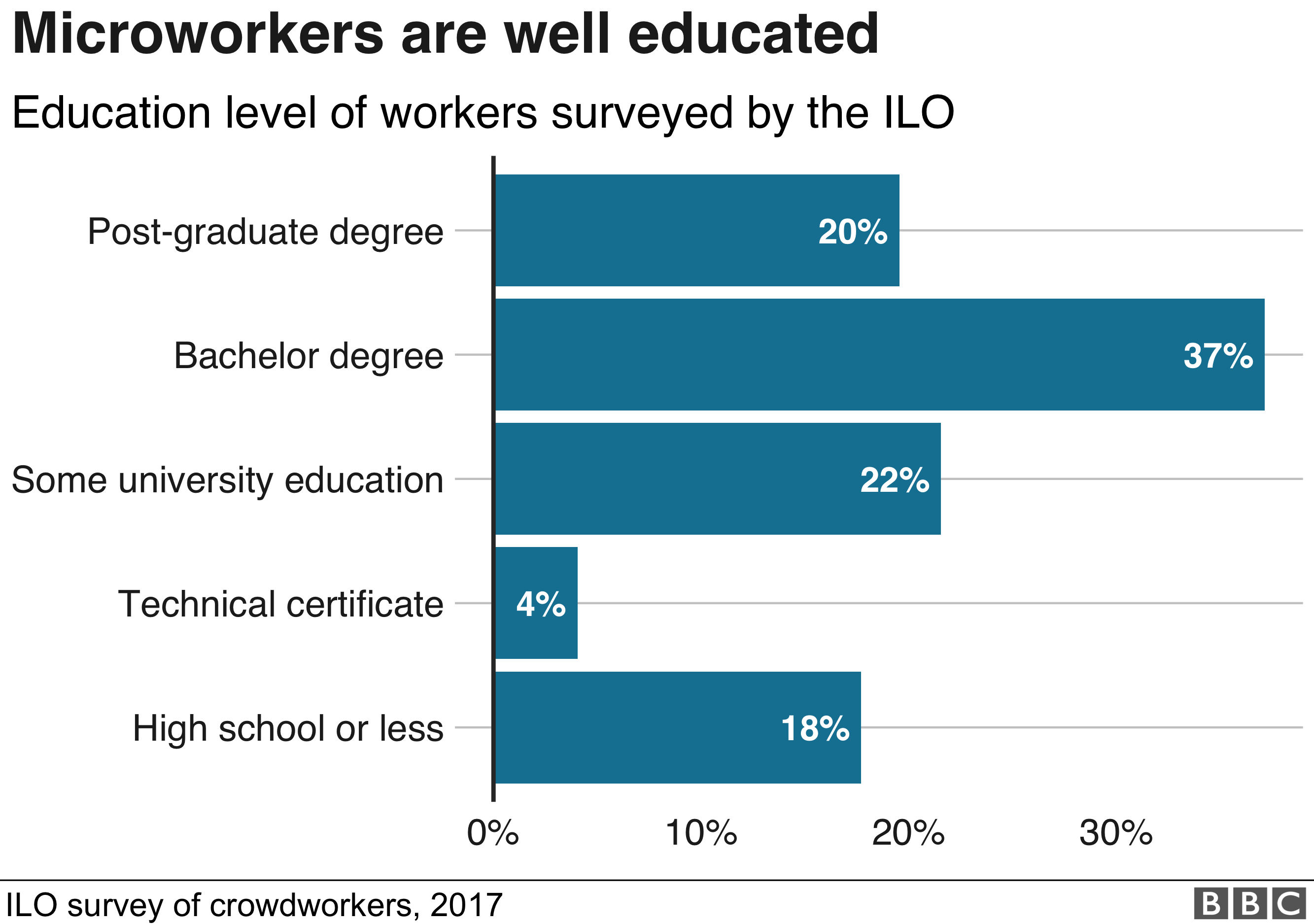 Chart showing the level of education of microworkers