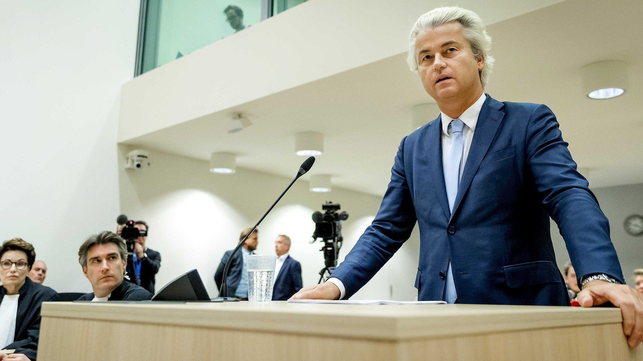 Geert Wilders of the Freedom Party speaks in the court of Schiphol, the Netherlands, 23 November 2016