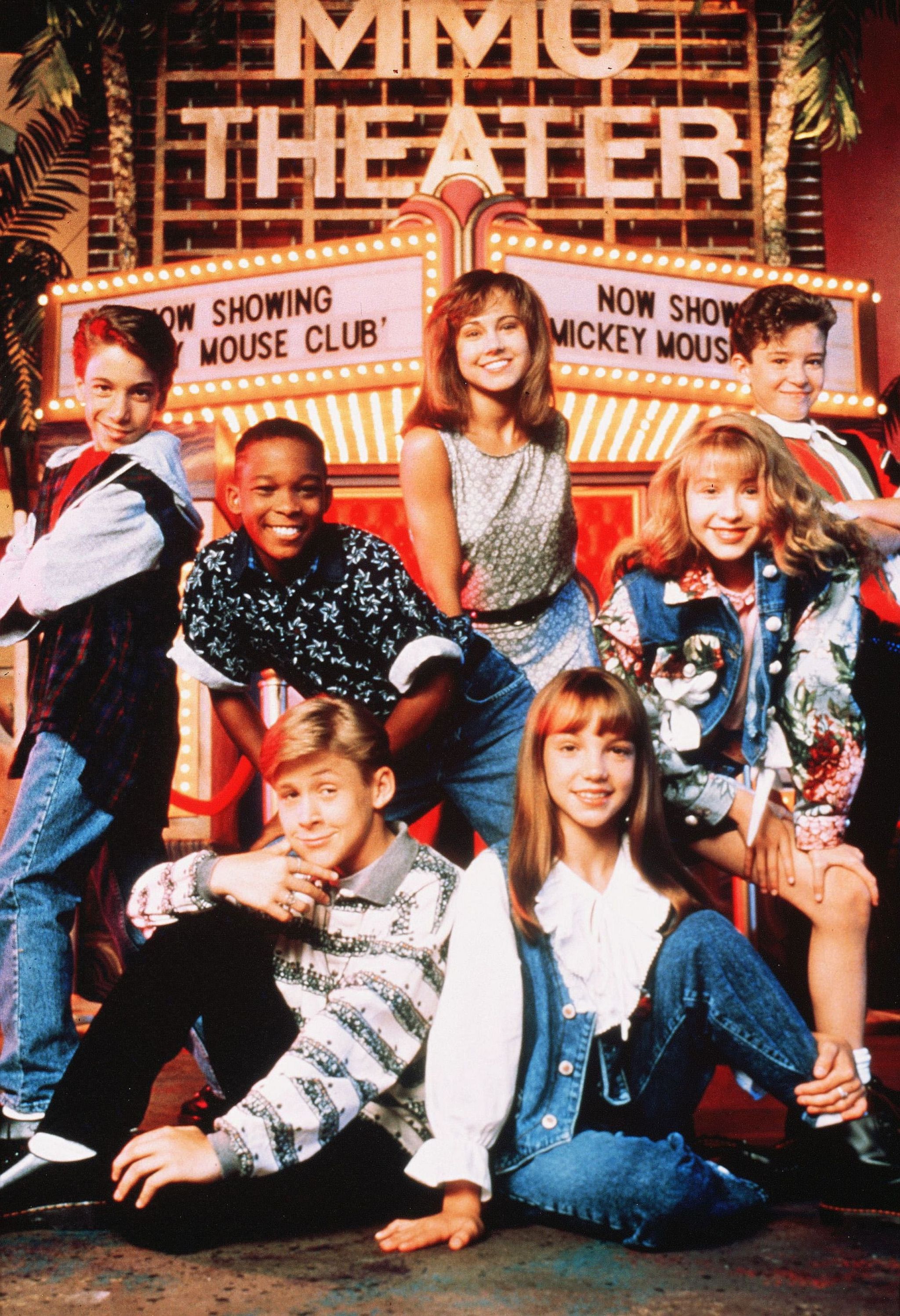 Ryan Gosling, Britney Spears, Christina Aguilera and Justin Timberlake with other Mouseketeers