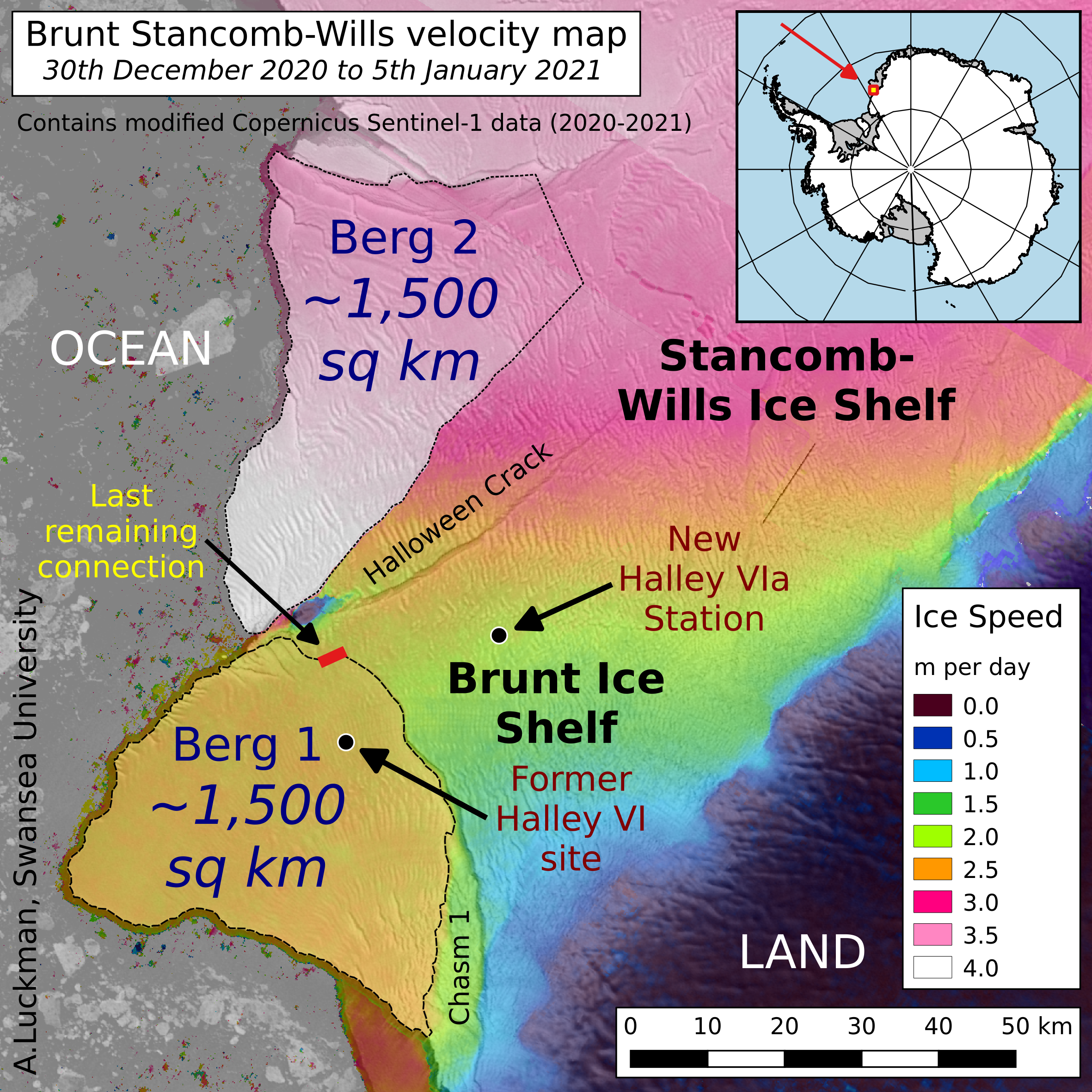 Map of ice shelf