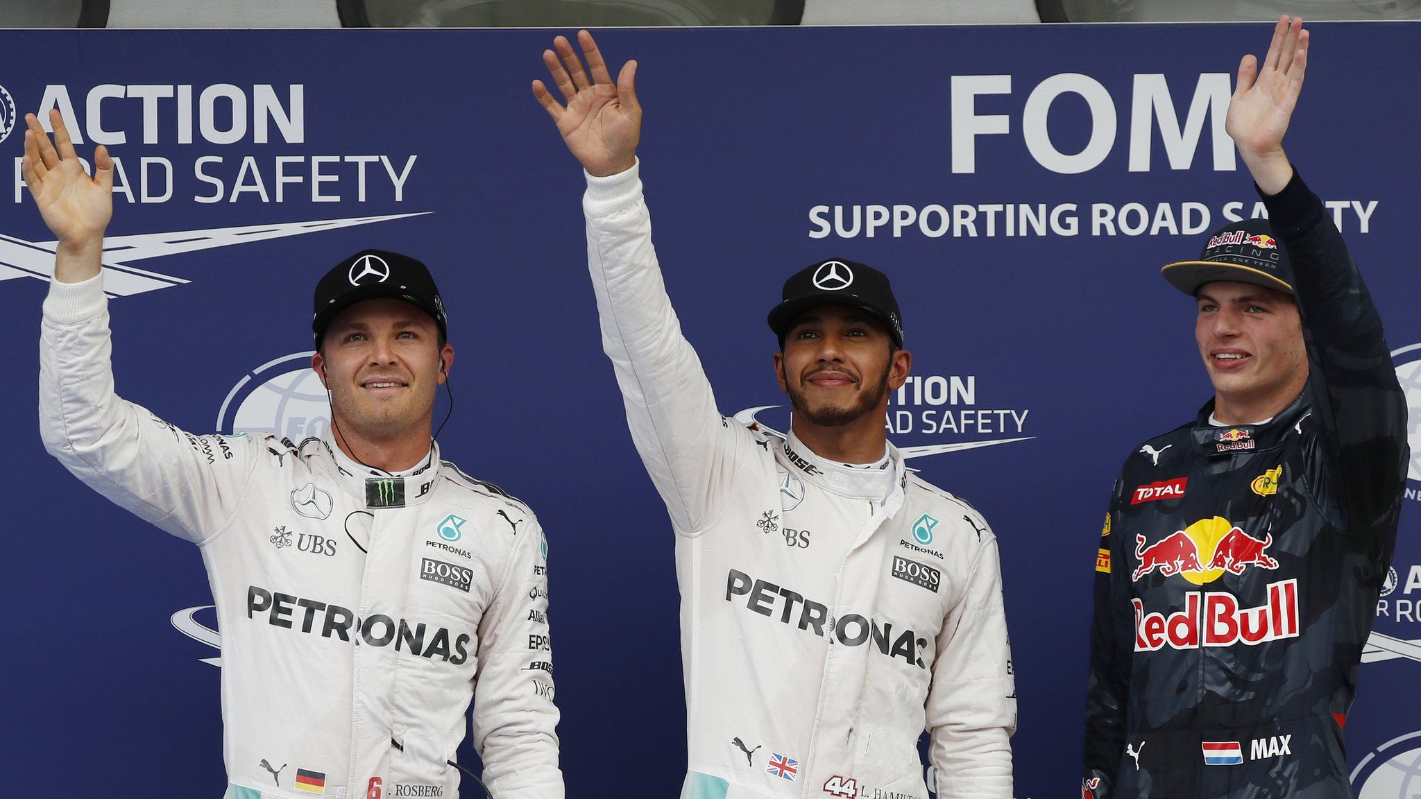 Lewis Hamilton qualifies on pole, Nico Rosberg second and Max Verstappen third