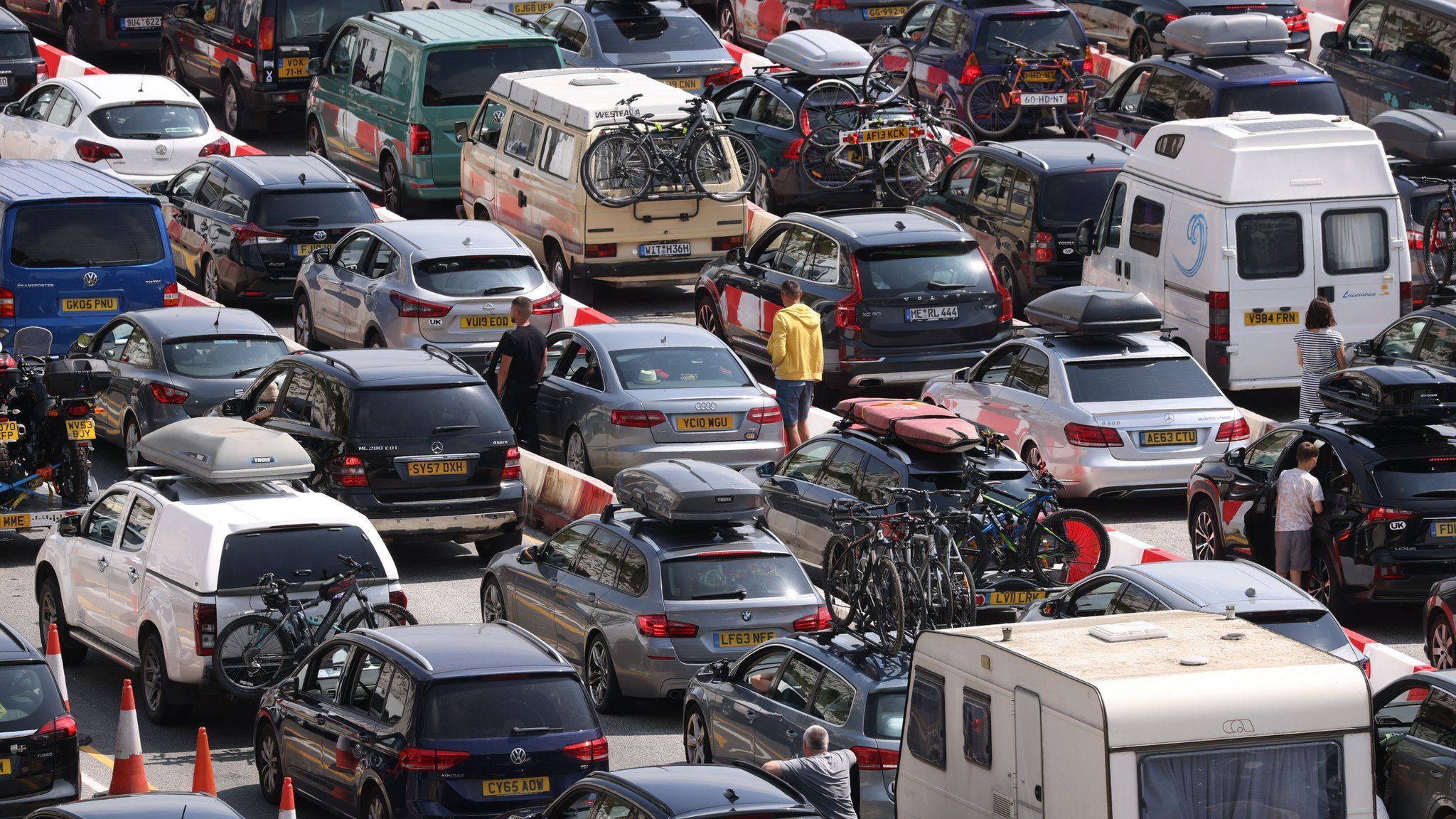 Passengers queue for ferries at the Port of Dover