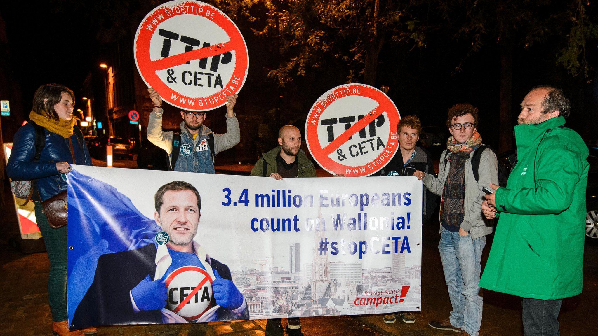 Demonstration calling for CETA to be blocked by Wallonia