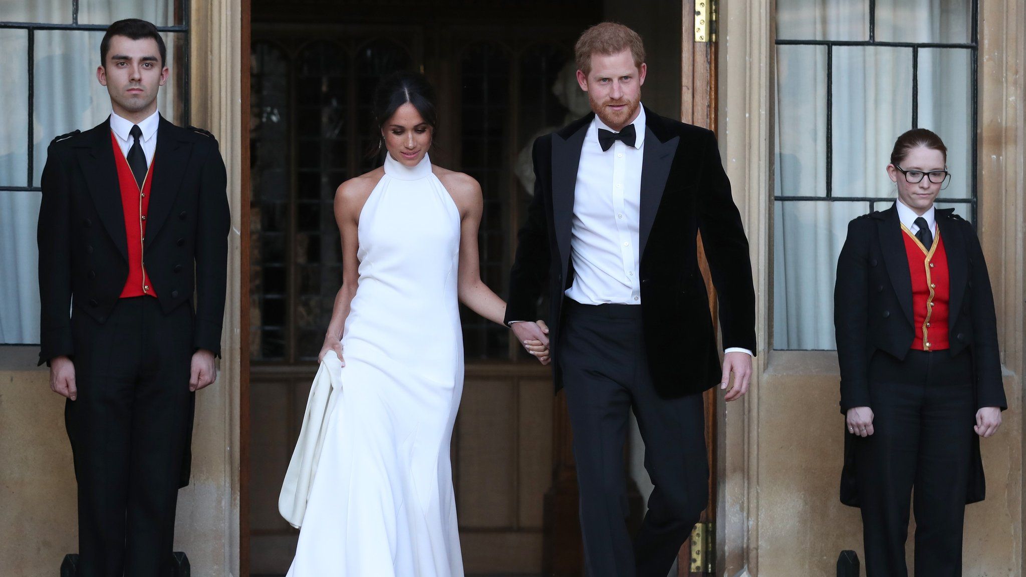 Harry and Meghan leave for their evening reception