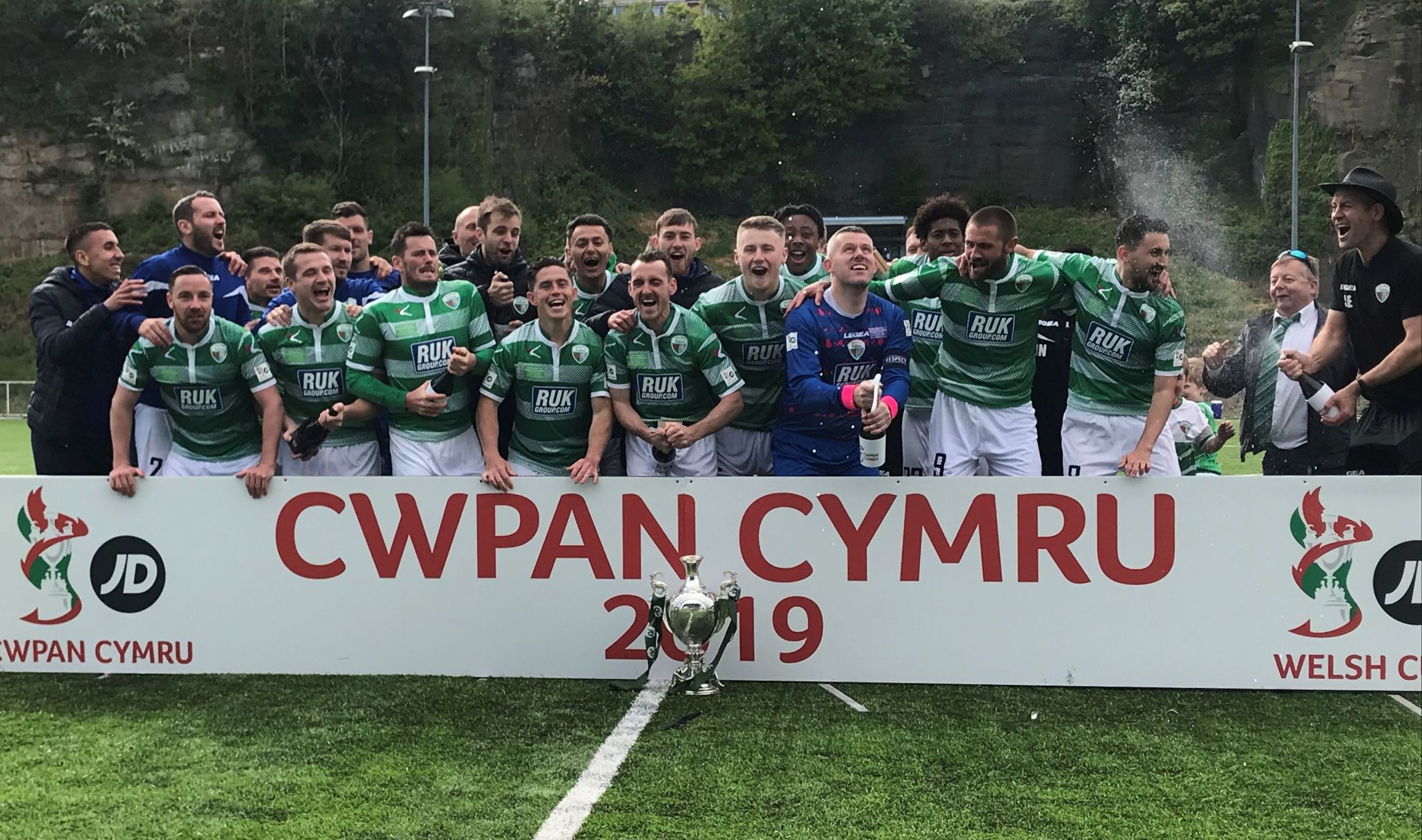 New Saints celebrate their win over Connah's Quay in the 2019 final