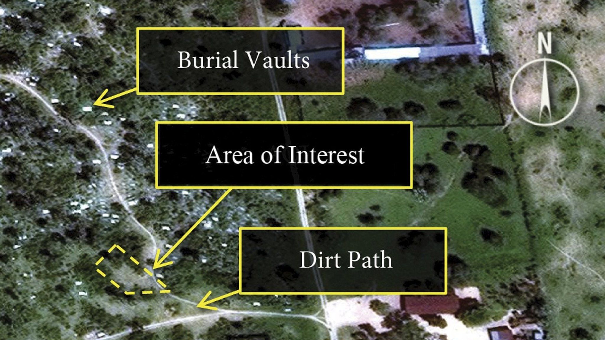 A DigitalGlobe satellite image released by Amnesty International shows what the human rights organization describes as an area prior to the emergence of a mass grave in Burundi