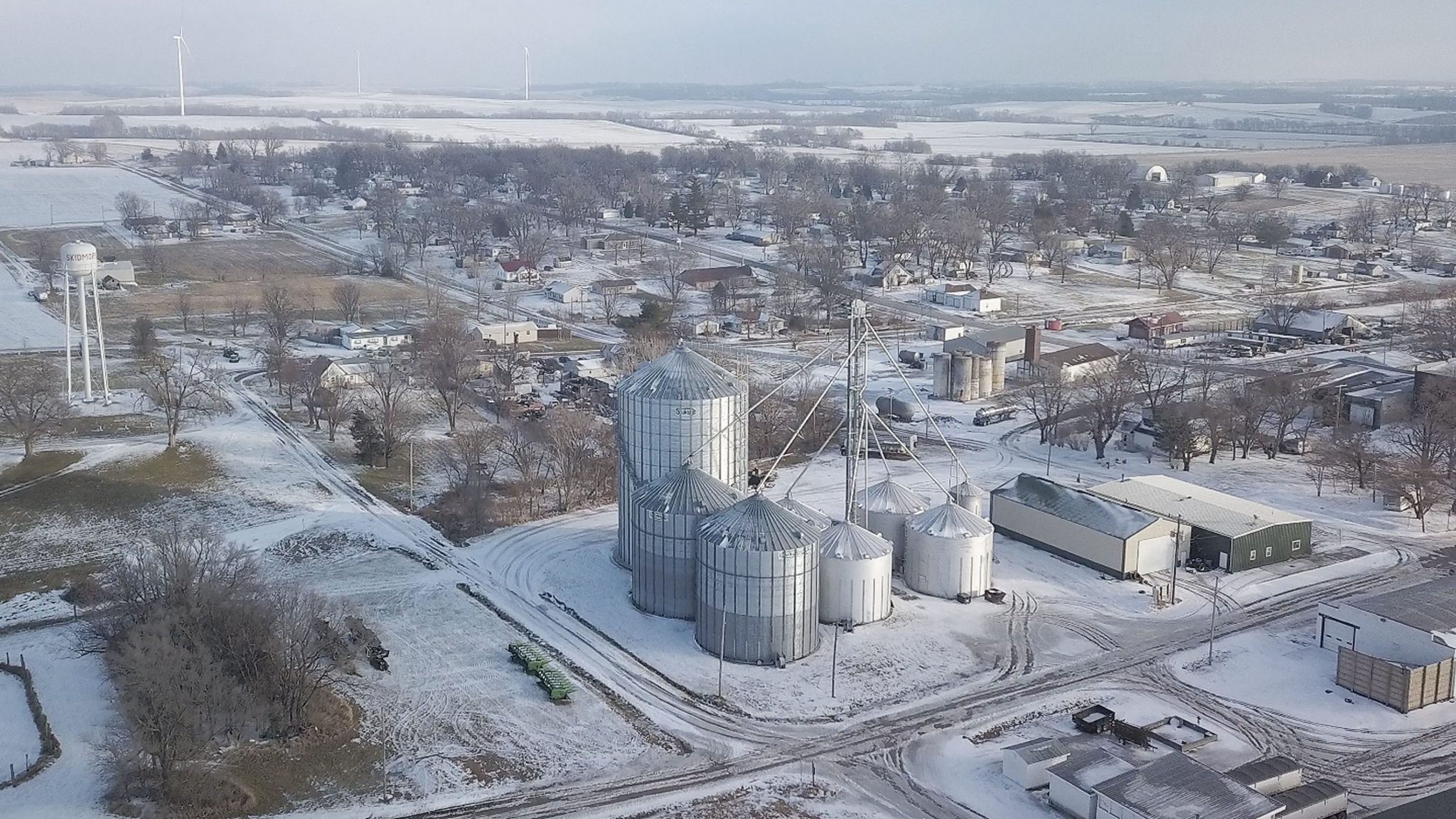 Aerial view of Skidmore, January 2021