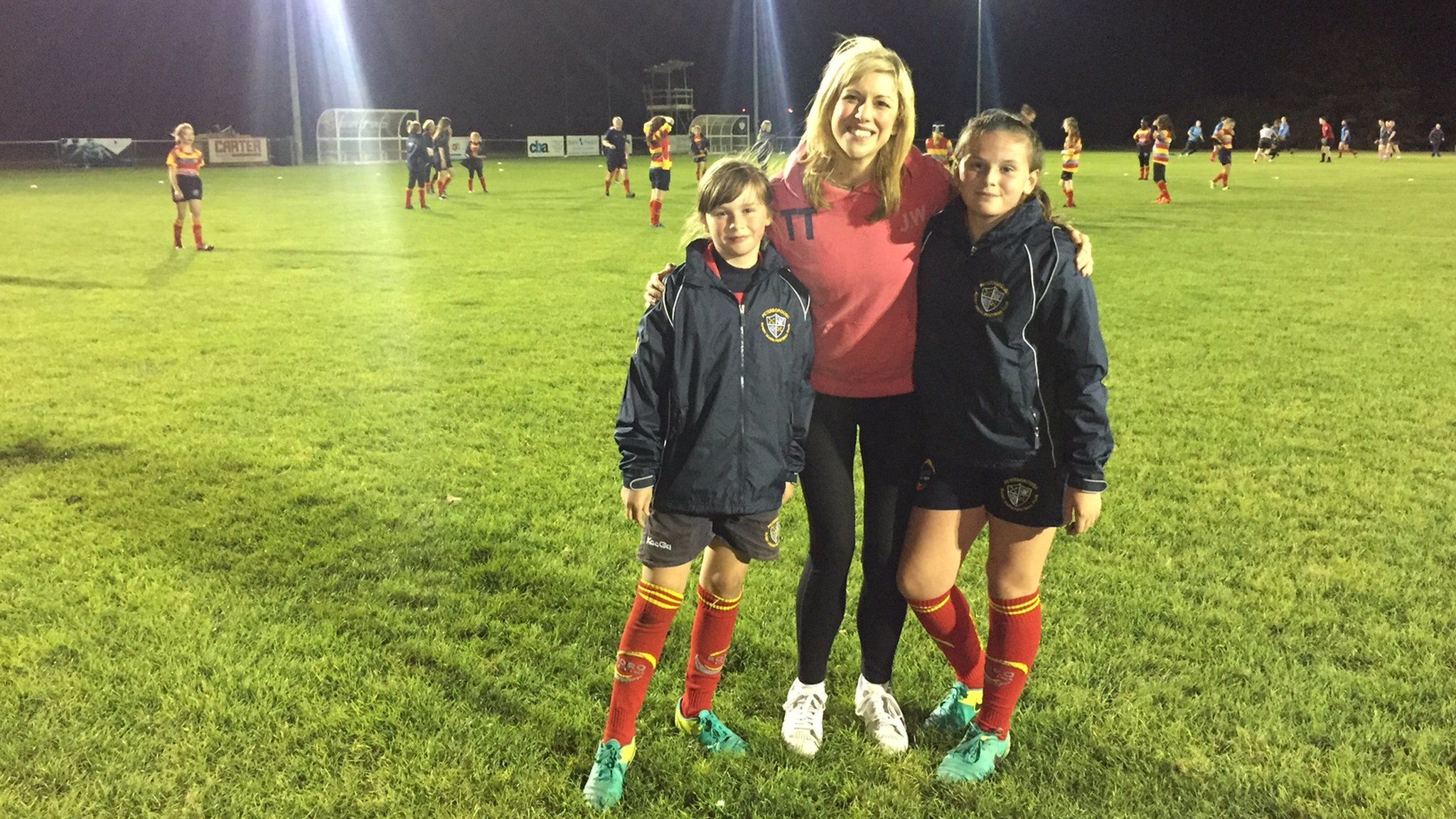 Jenny with two rugby girls
