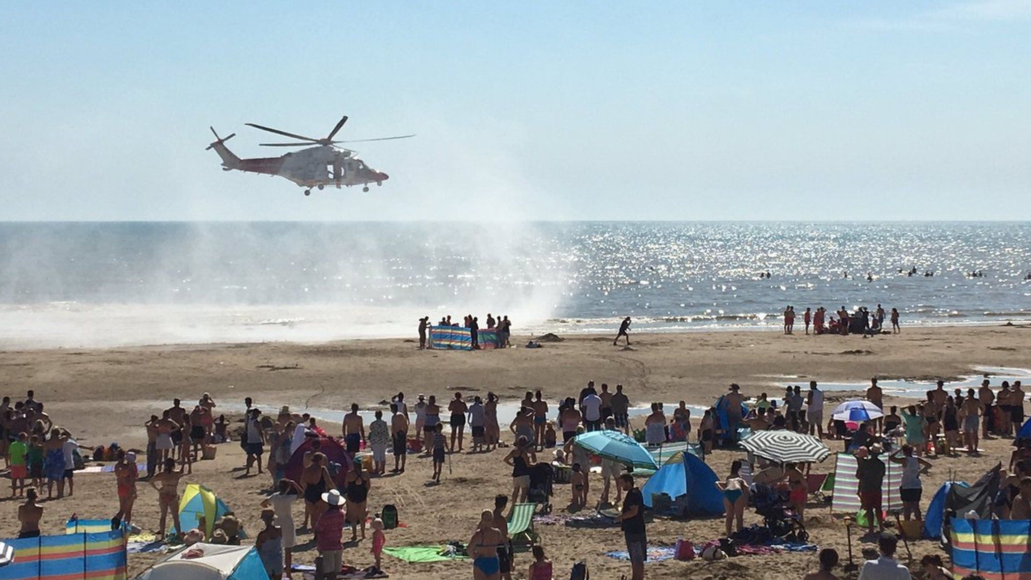 Emergency teams at Camber Sands on 24 August 2016