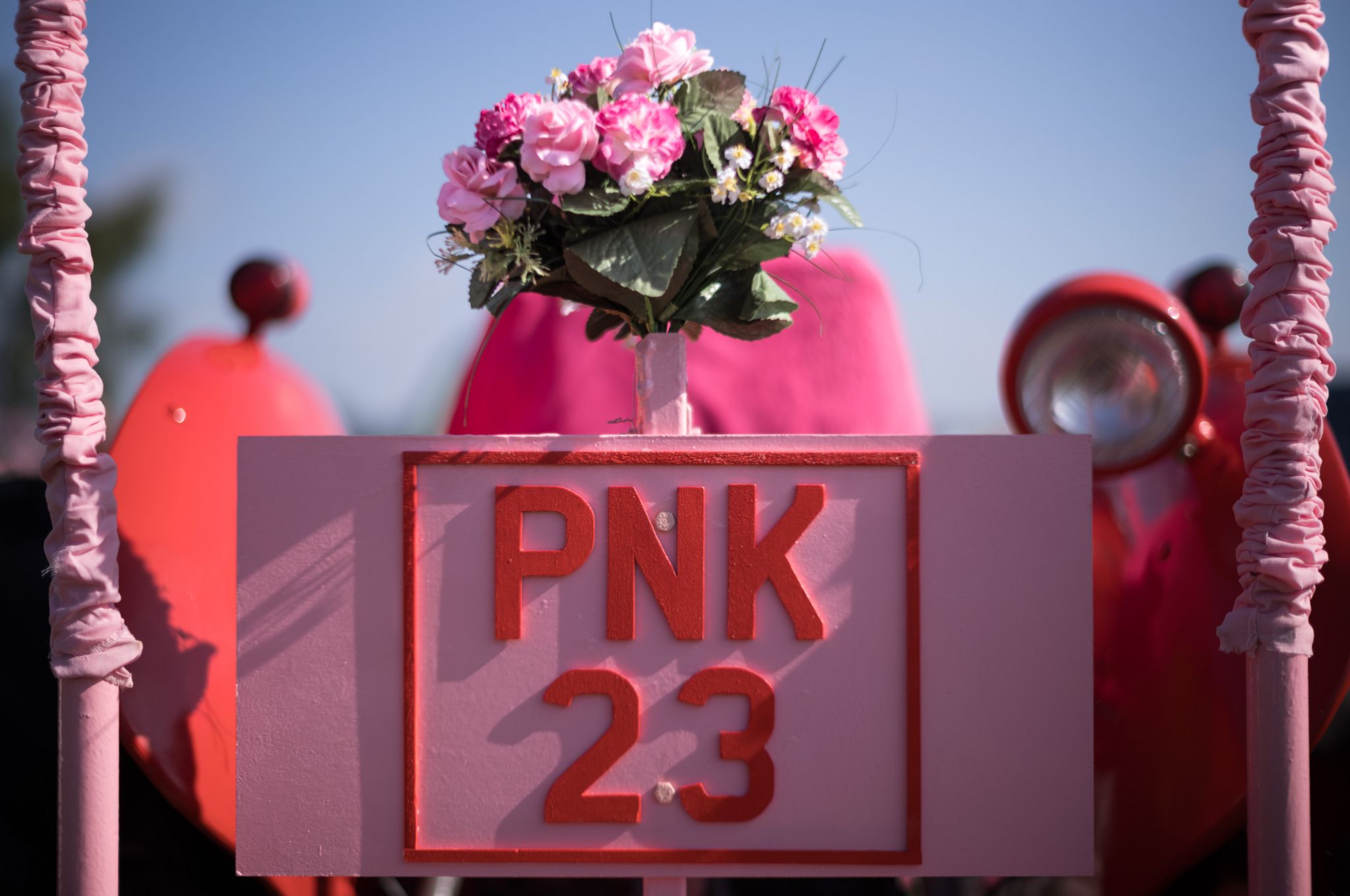 Pink tractor licence plate