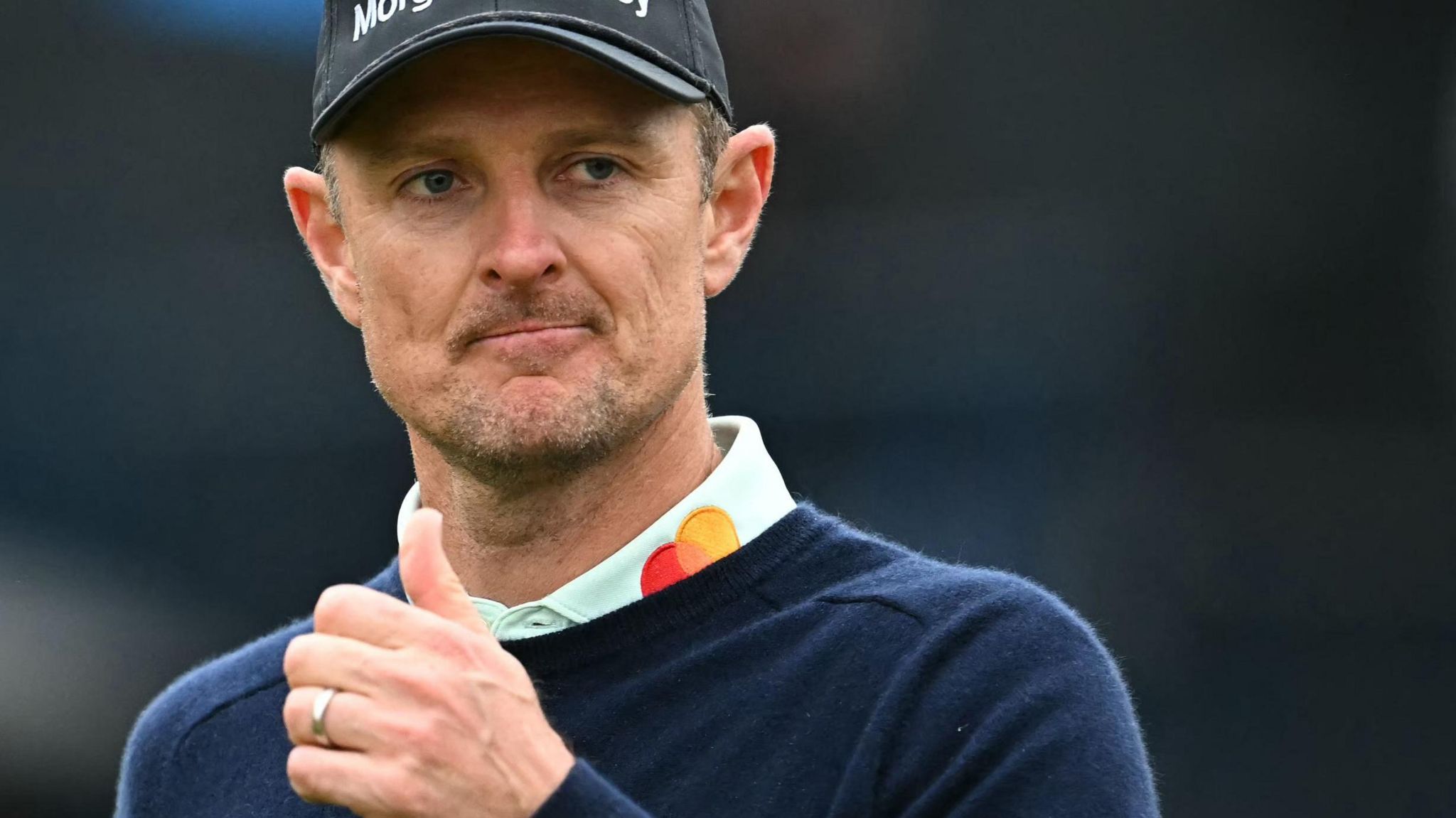 Justin Rose gives a thumbs up to the fans at Royal Troon