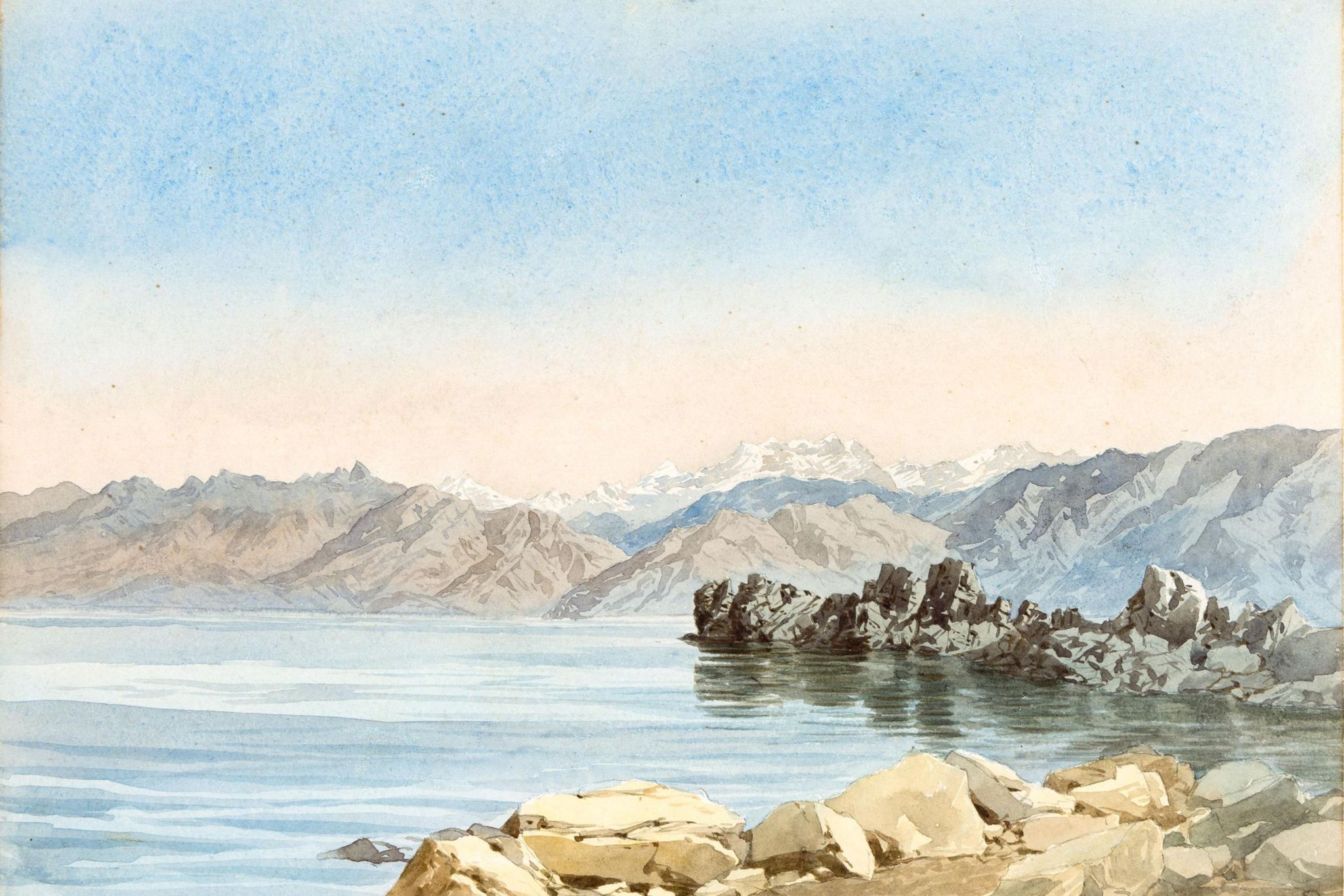 George Strahan  Wular Lake (Jammu and Kashmir) Watercolour on paper, 1894 