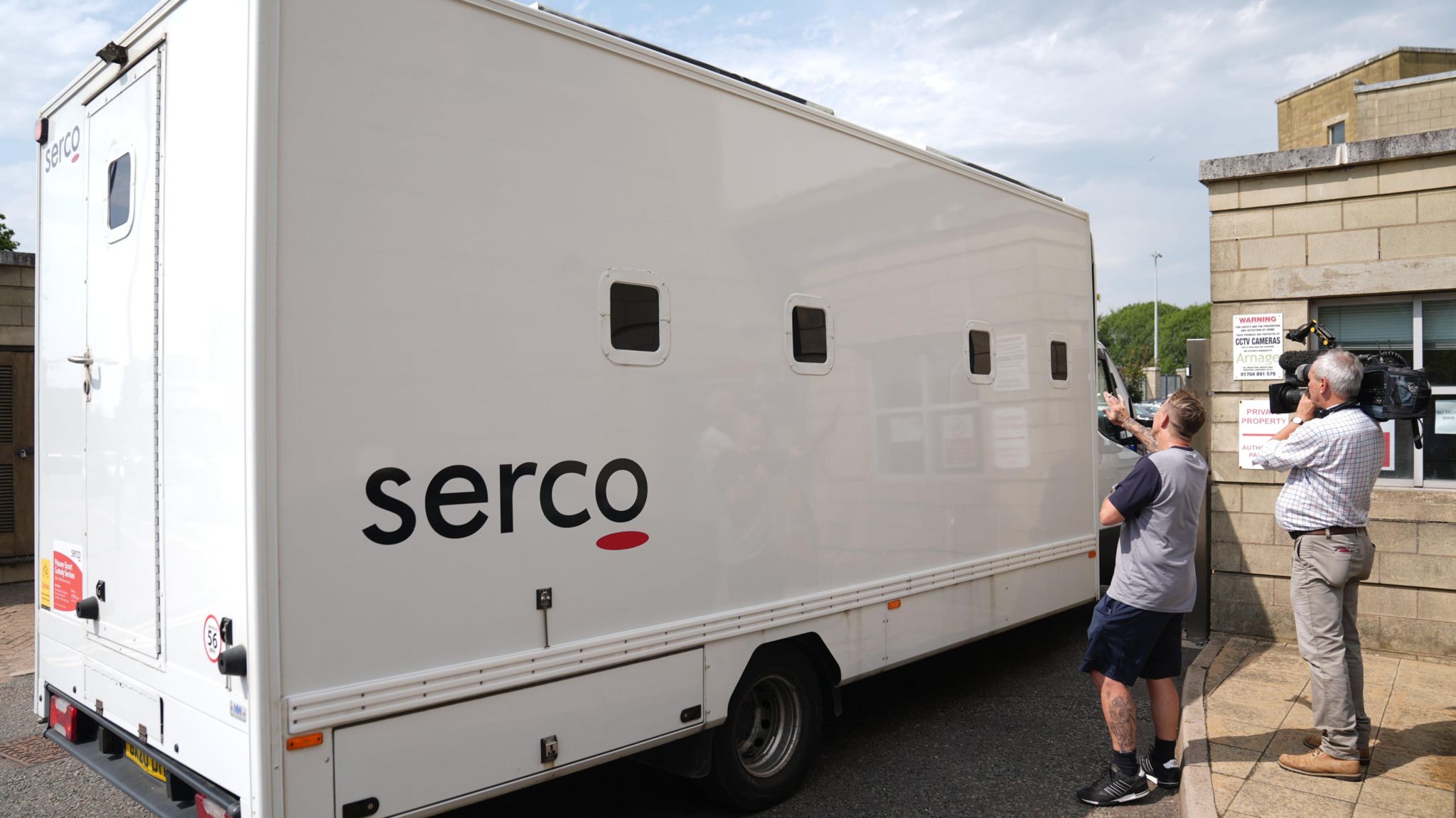 Prison van arriving at court